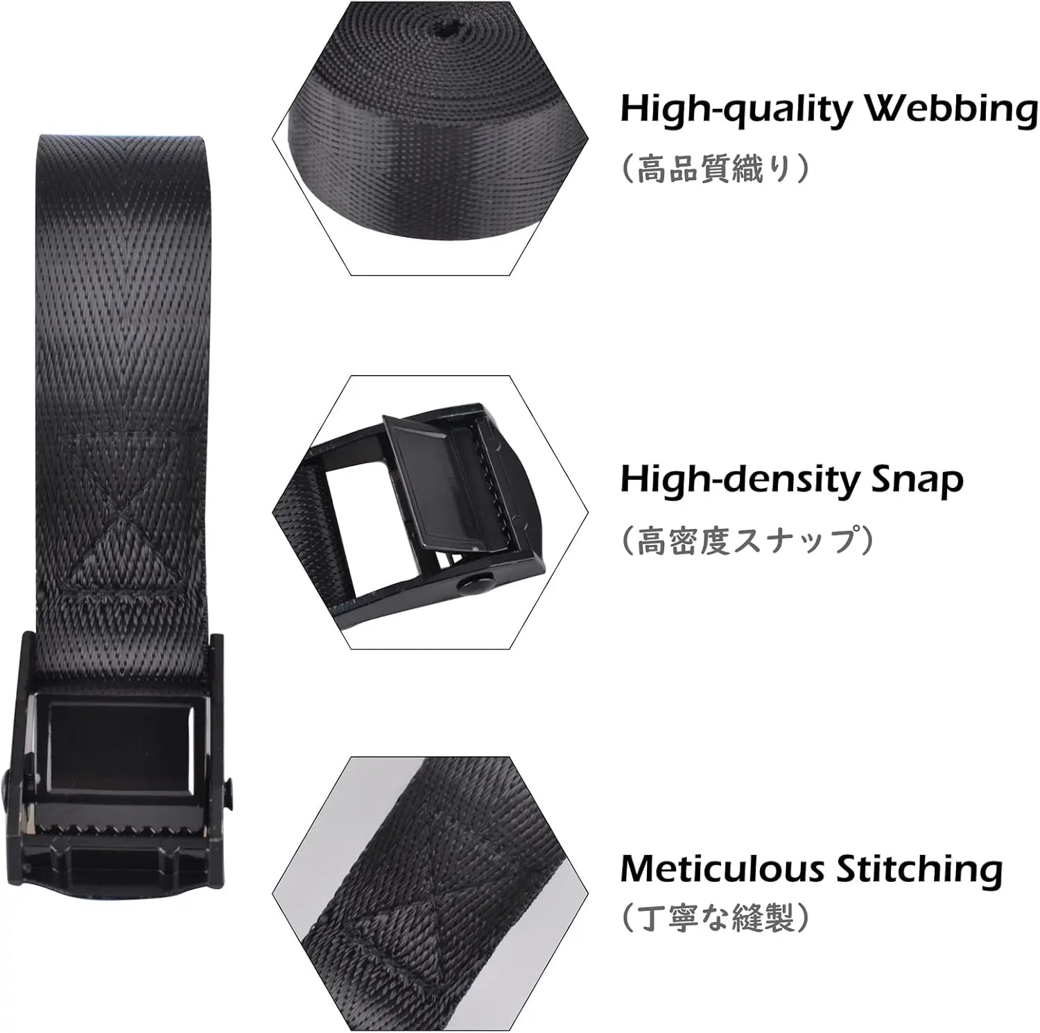 Cinch Tie Down Strap Lashing Straps Heavy Duty Nylon Straps with Cam Buckles for Cargo, Trucks, Boat, Motorcycle,SUP, Kayak, Canoe, Trailer (1m, Black - 4 Pack) Wholesale Hub