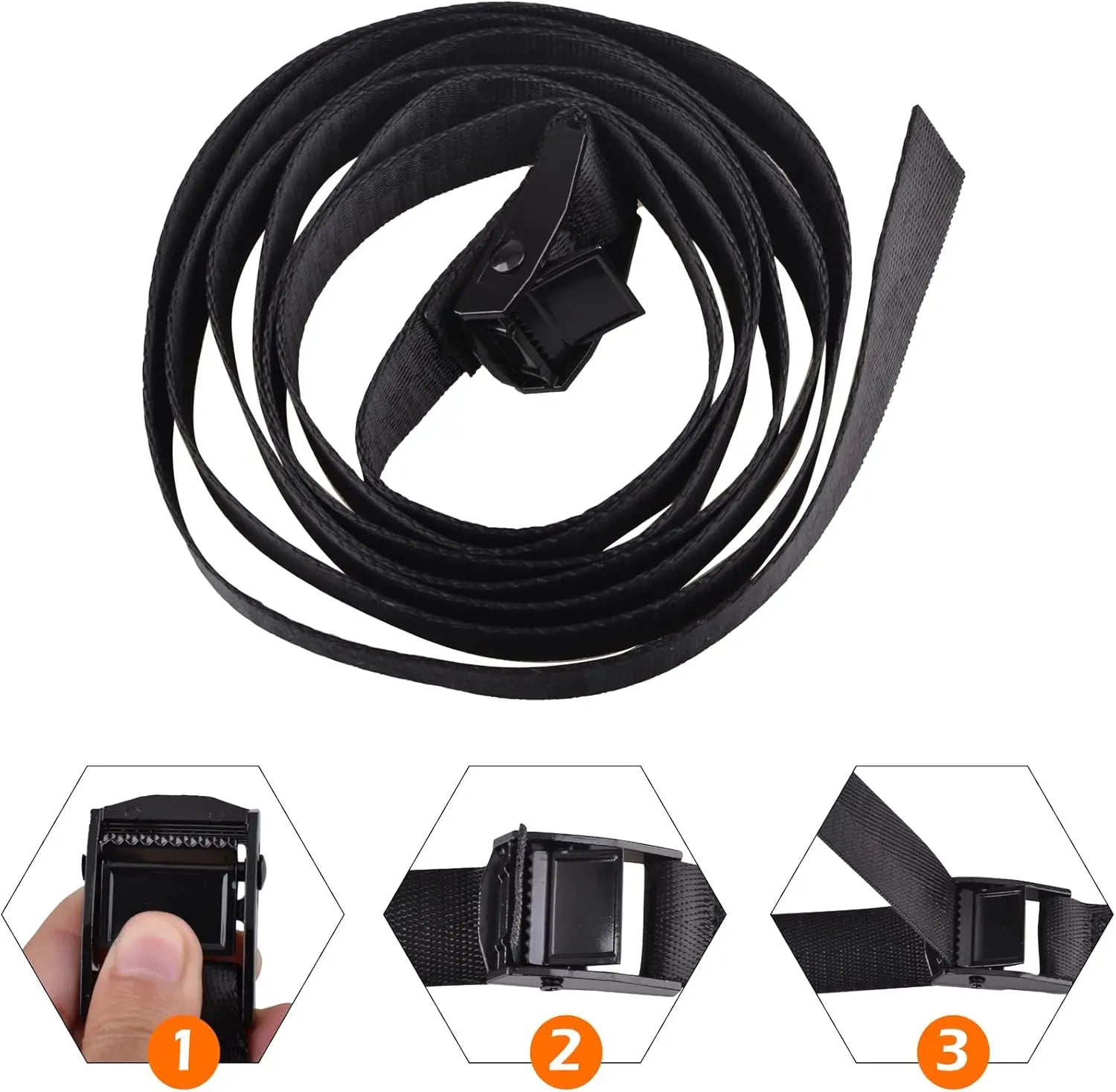 Cinch Tie Down Strap Lashing Straps Heavy Duty Nylon Straps with Cam Buckles for Cargo, Trucks, Boat, Motorcycle,SUP, Kayak, Canoe, Trailer (1m, Black - 4 Pack) Wholesale Hub