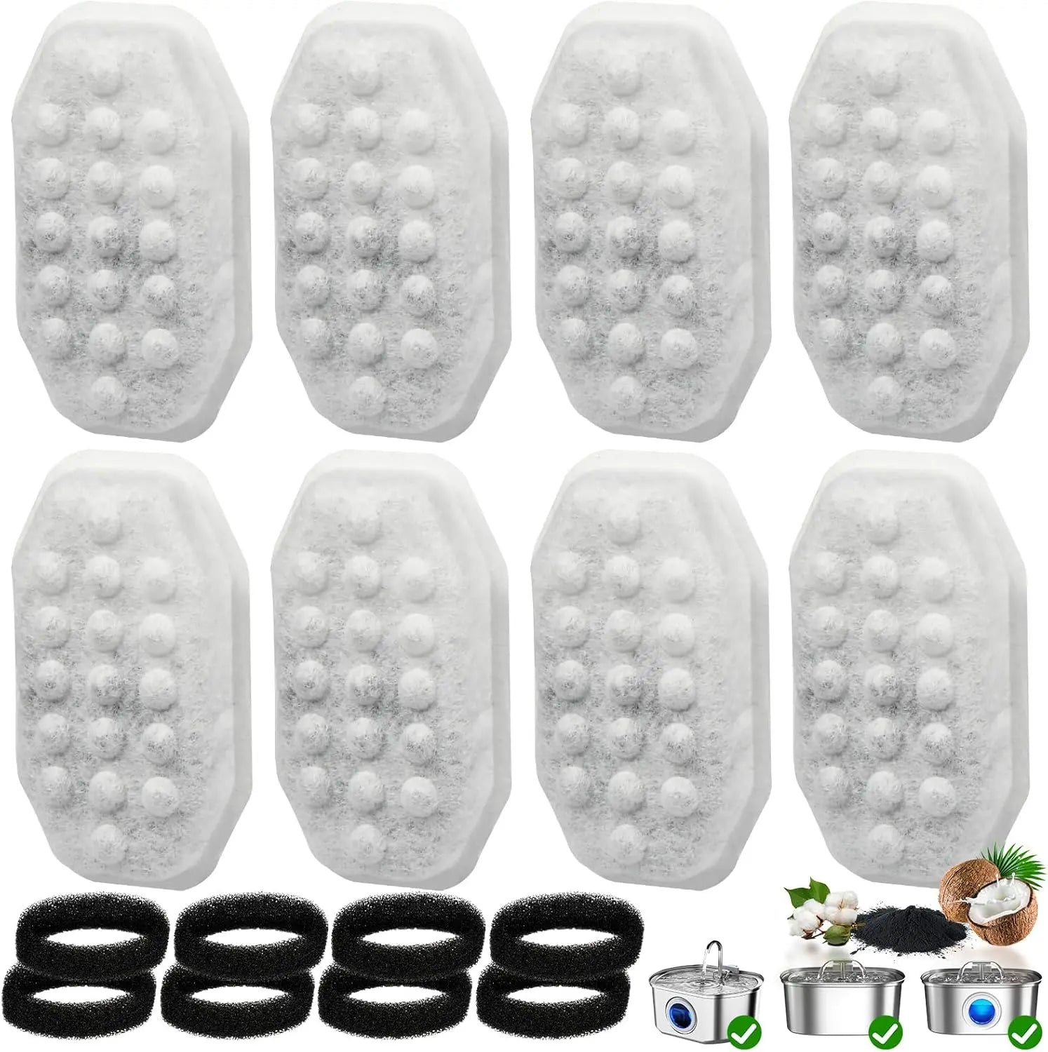 16 Pack Cat Water Fountain Filter Replacement & Pre-Filter Sponges for 3.2L/108oz Automatic Pet Fountain Dog Water Fountain Wholesale Hub