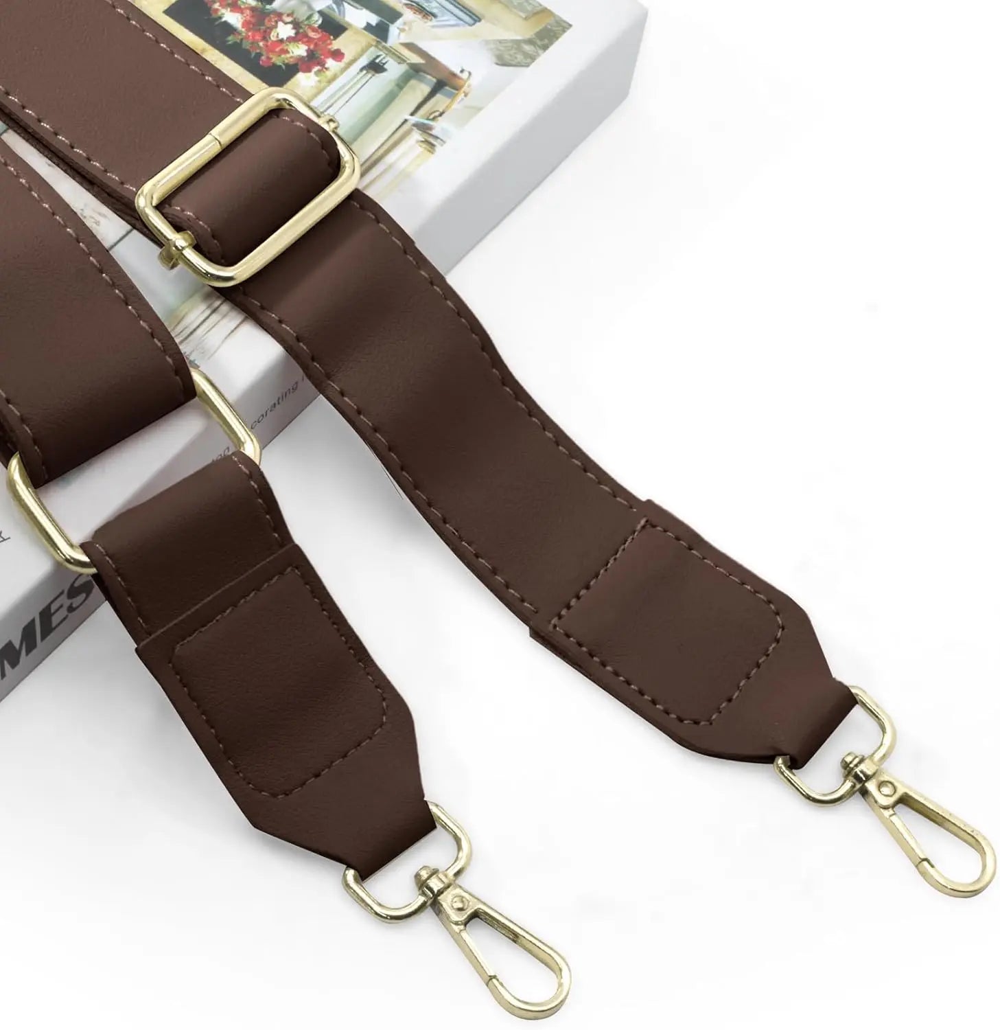 Dark Brown Leather Purse Strap Wide Adjustable Shoulder Purse Strap Handbags Replacement Crossbody Straps with Swivel Clasps, 33~55inch Wholesale Hub
