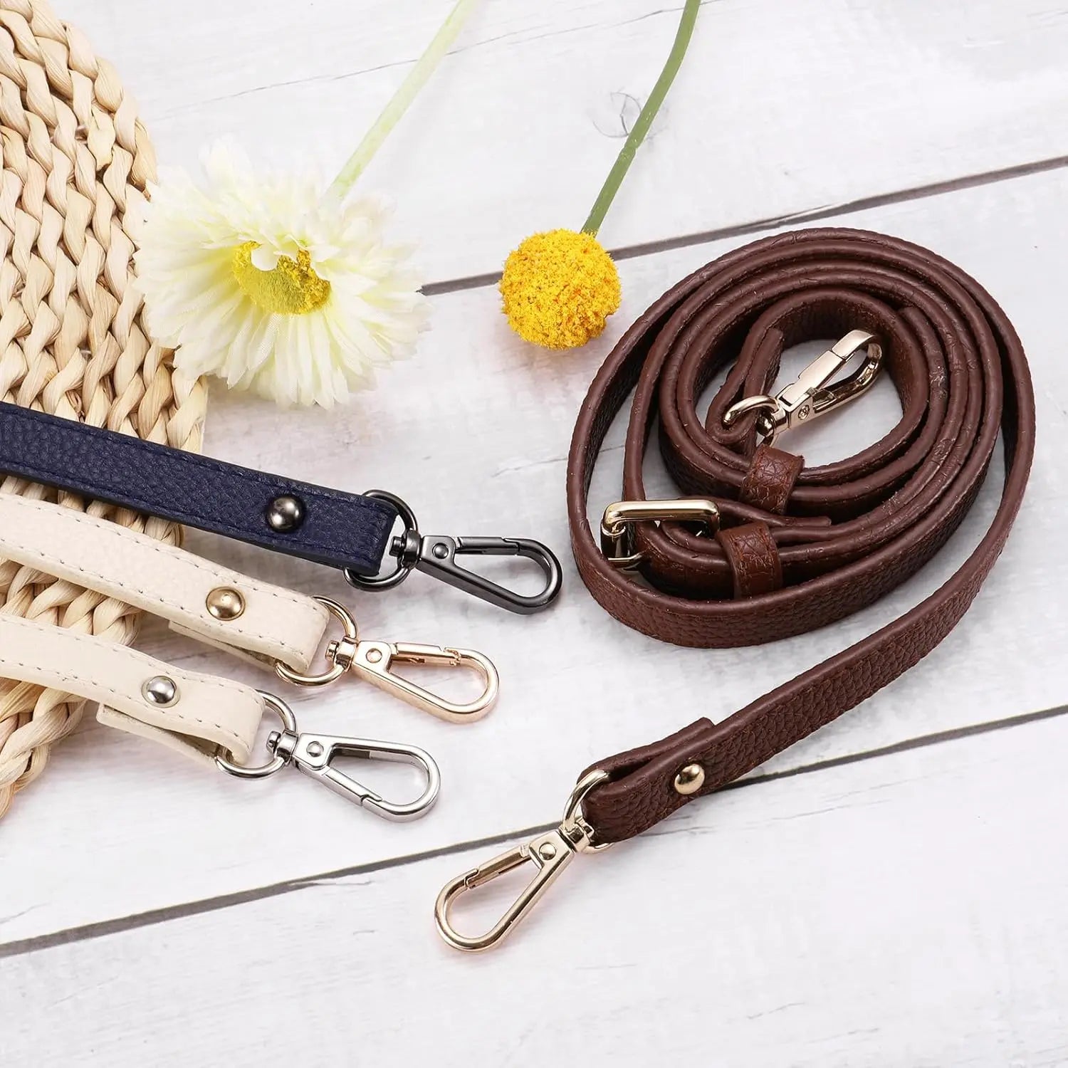 Purse Strap, Leather Adjustable Replacement Strap for Women's Crossbody Handbags Bag, 0.6" Wide, 41-51" Long (Beige) Wholesale Hub