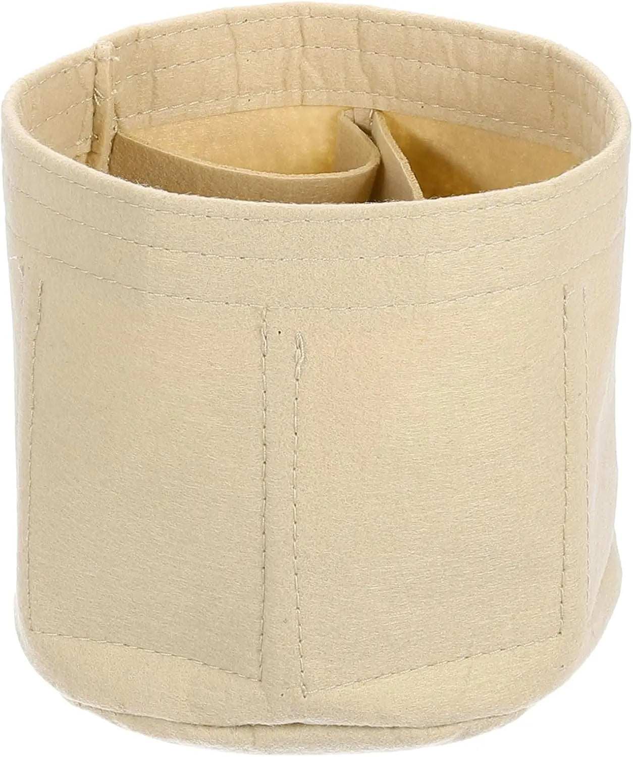 Purse Organizer Insert, Portable Felt Organizer Bags Round Multiple Compartments Purse Liner for Bucket Bag, Domed Satchel, Tote Bag, Handbag Shaper (8" x 4" x 5.5", Beige) Wholesale Hub