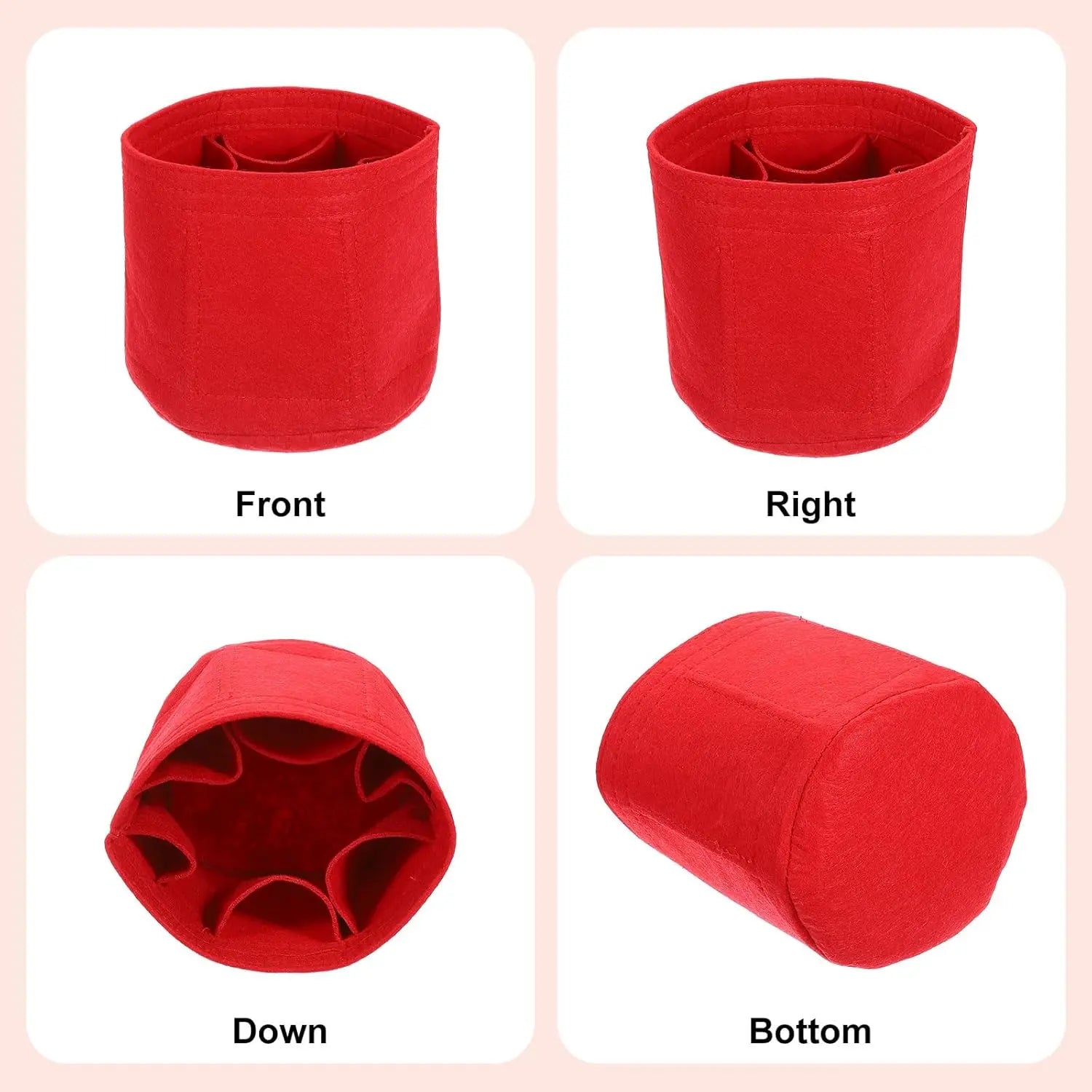 Purse Organizer Insert, Portable Felt Organizer Bags Round Multiple Compartments Purse Liner for Bucket Bag, Domed Satchel, Tote Bag, Handbag Shaper (6" x 6", Red) Wholesale Hub
