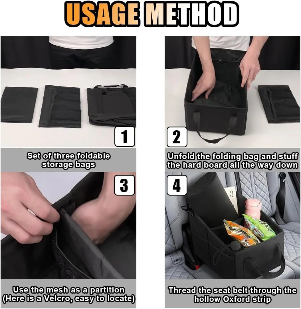 Car Seat Organizer, Foldable Car Storage Organizer with 4 Cup Holders, Rear & Front Seat Storage Bags, Black Wholesale Hub