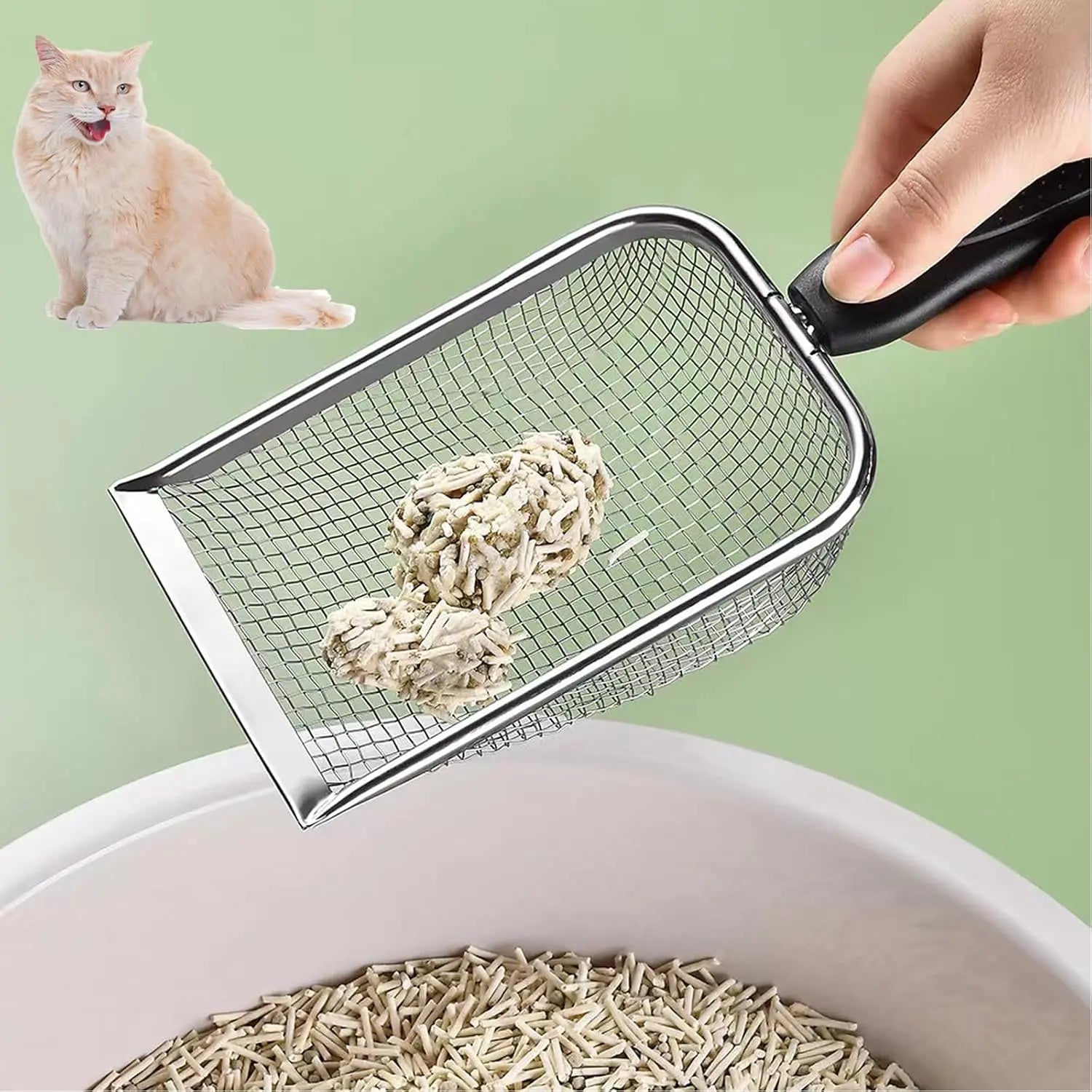 Fine Mesh Filter Deep Litter Scoop with Ergonomic Handle for Cats & Reptiles Wholesale Hub