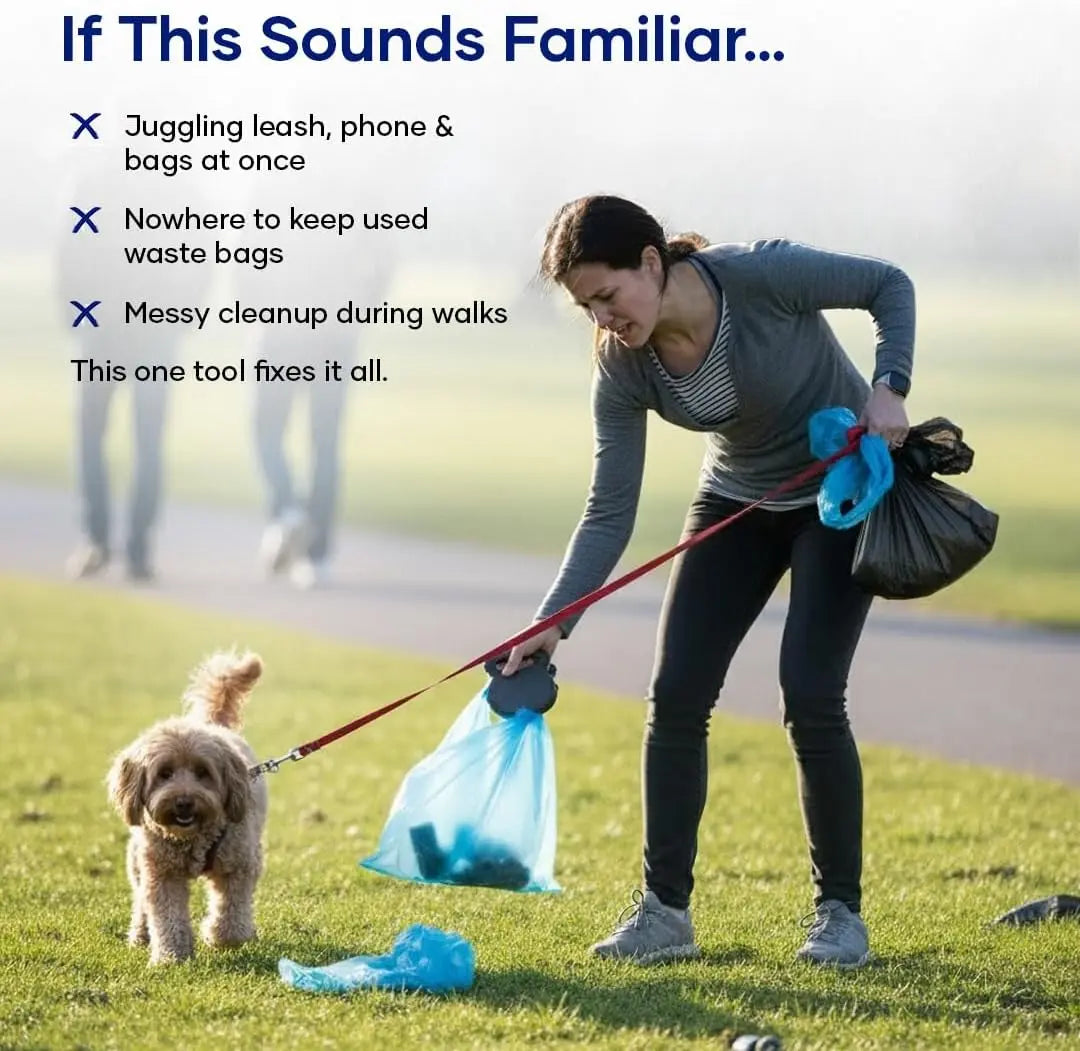 3-in-1 Dog Poop Bag Dispenser Blue Portable Leakproof Easy to Use Pet Waste Cleaning Helper Wholesale Hub