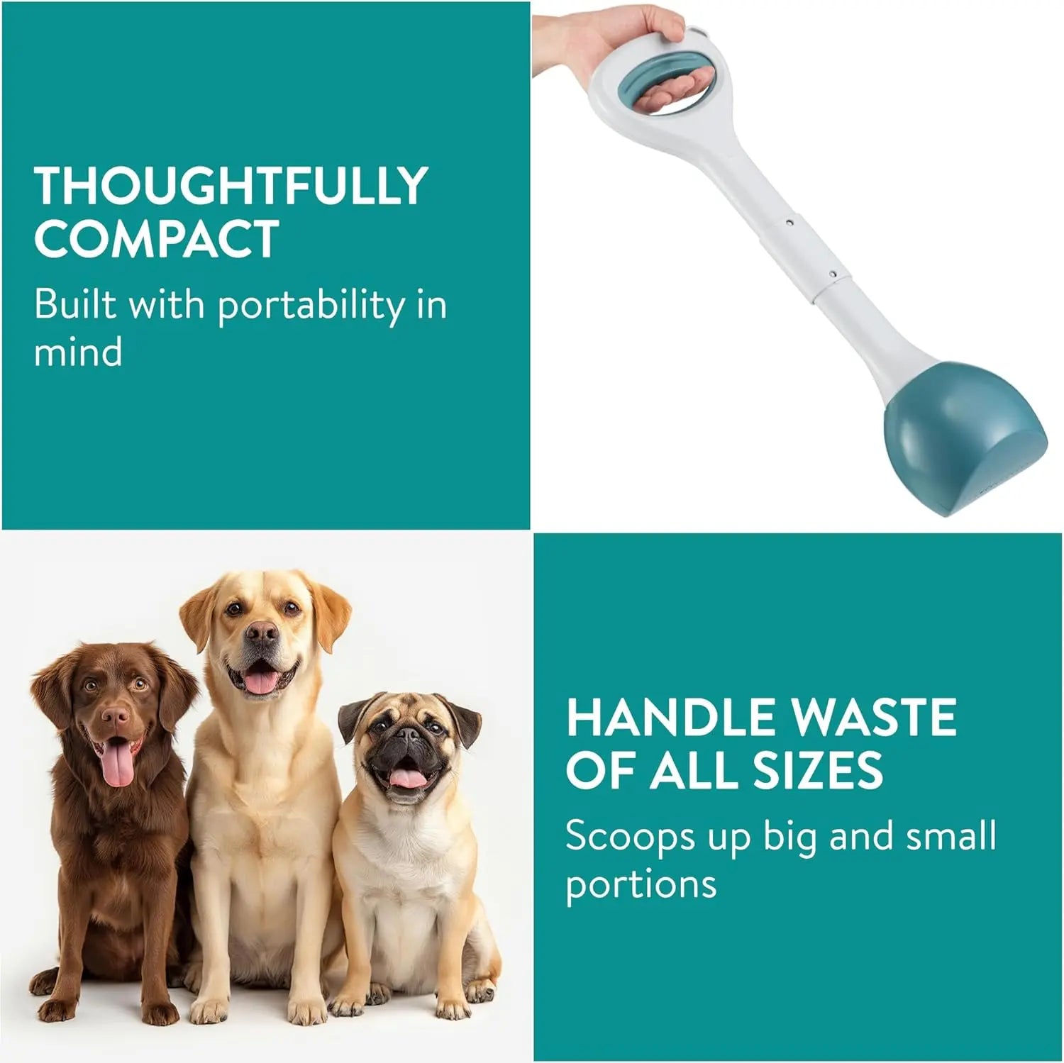 Dog Poop Scooper - 1 Piece - Dark Green - Pet Waste Remover with Secure Closure and Smooth Button - Long Durable Handle - Suitable for Dogs and Cats Wholesale Hub