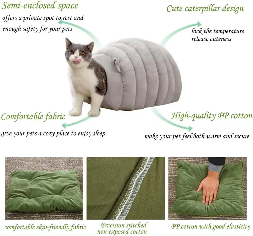 Green Cat Bed Cave - Cozy Pet House for Cats - Soft Kitten Sleeping Bed Wholesale Hub