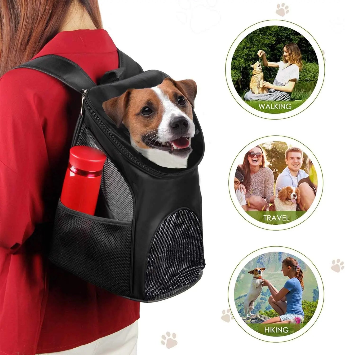 Pet Carrier Backpack for Dogs and Cats Travel Bag up to 8kg 36 × 31 × 45 cm Black Wholesale Hub