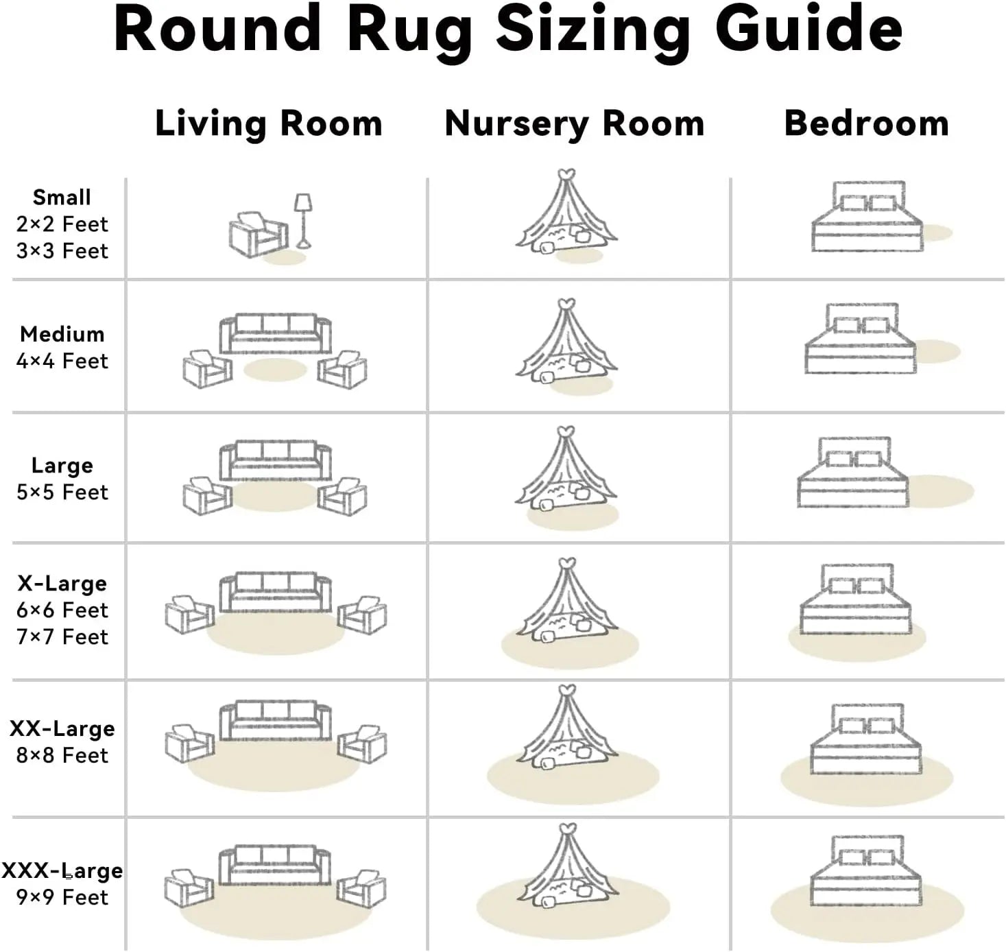 Cream White Round Rugs for Bedroom, 4 Ft Machine Washable Circle Area Rugs for Living Room, Non-Slip Fluffy Carpet for Teen Girls and Boys, Dorms, Nursery Rooms, Home Decor Aesthetic Wholesale Hub