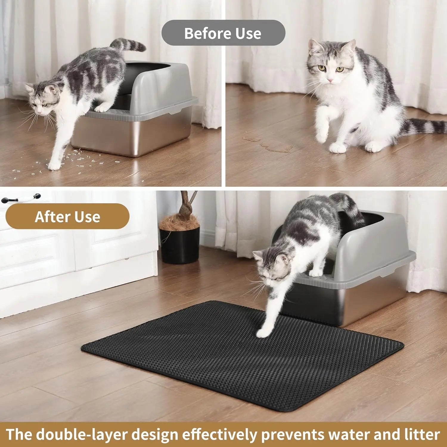 Cat Litter Mat Trapper – 60x45cm Double-Layer Honeycomb Design, Waterproof & Urine-Proof, Traps Litter to Keep Floors Clean Wholesale Hub