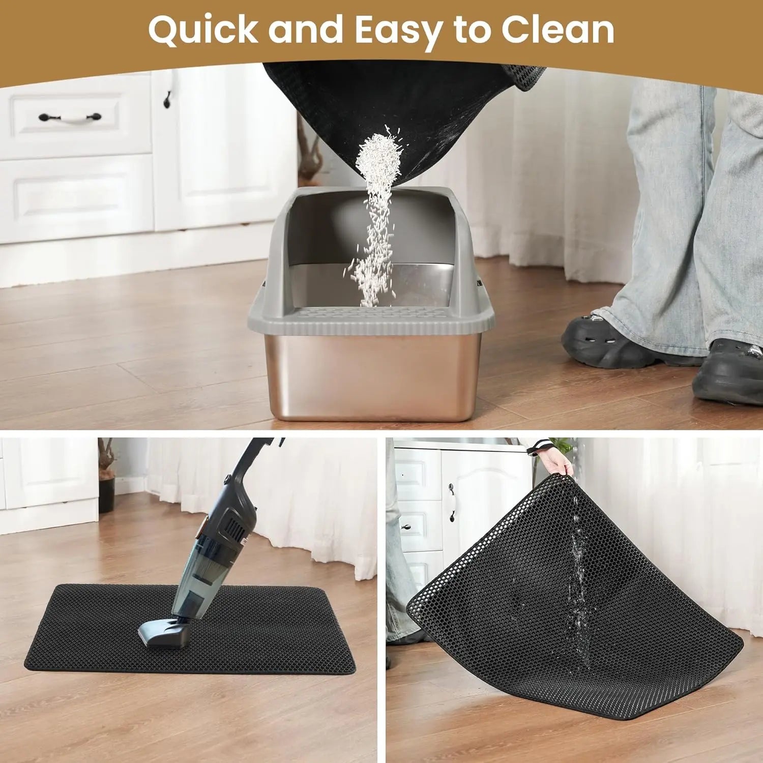 Cat Litter Mat Trapper – 60x45cm Double-Layer Honeycomb Design, Waterproof & Urine-Proof, Traps Litter to Keep Floors Clean Wholesale Hub