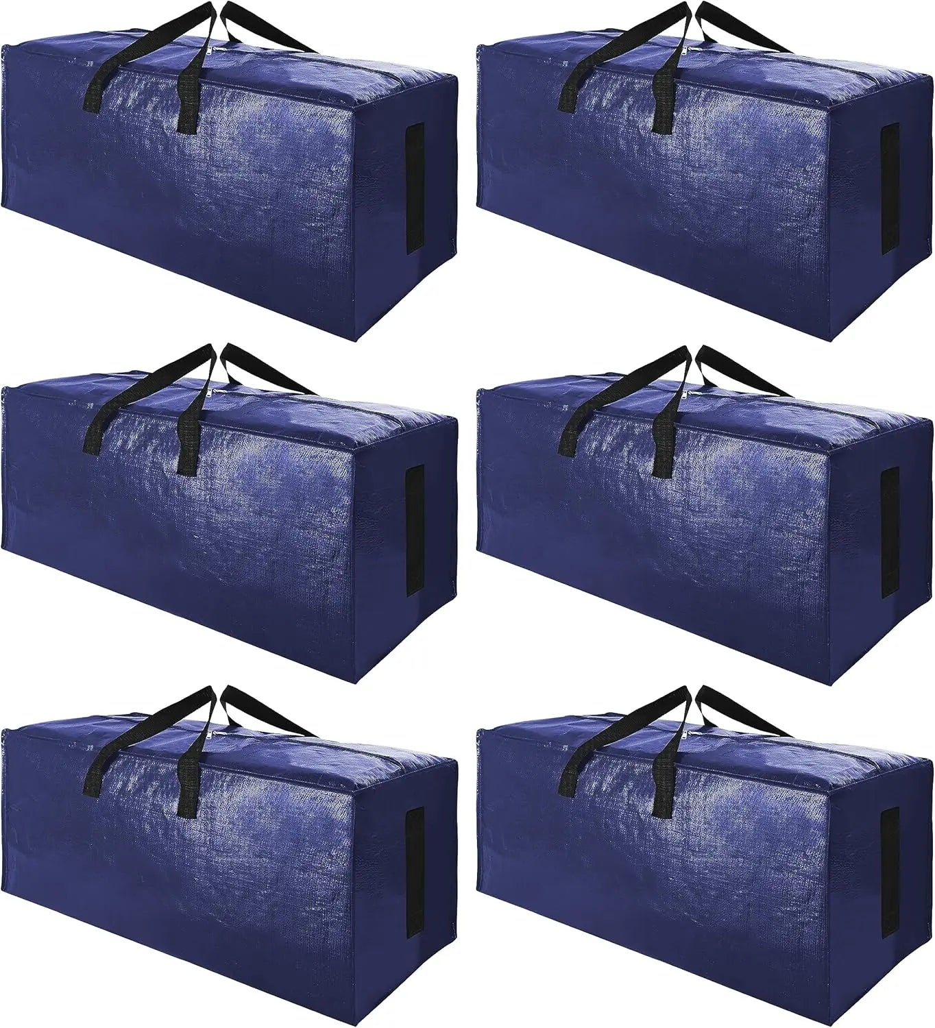 6 Pack Extra Large Moving Bags with Strong Zippers & Carrying Handles, Heavy Duty Storage Tote for Space Saving Moving Storage, Fold Flat, Alternative to Moving Box (Navy Blue) Wholesale Hub