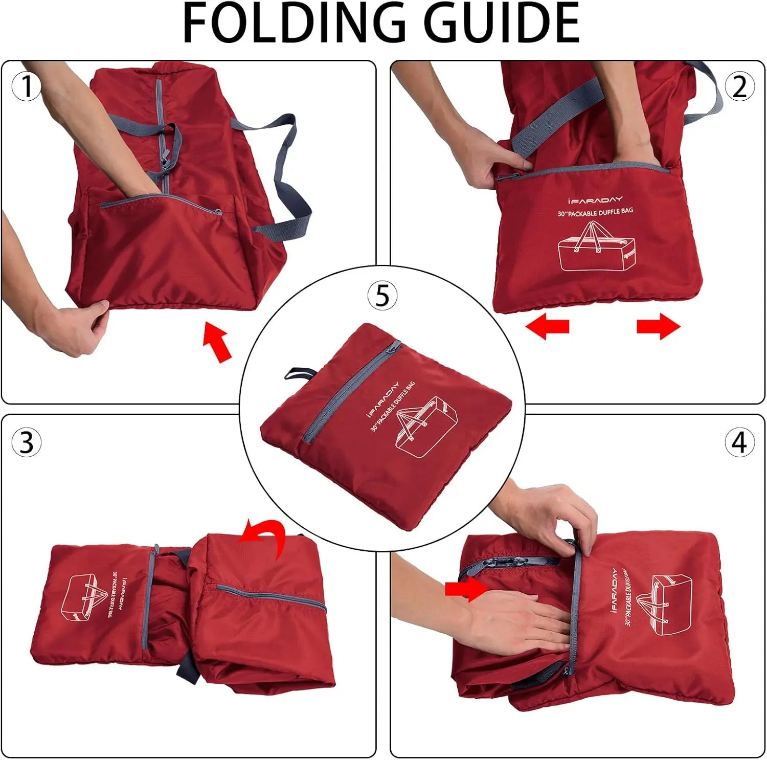 Foldable Duffle Bag 30 inch 75L Large Lightweight Luggage Bag for Travel Camping Storage-Red Wholesale Hub