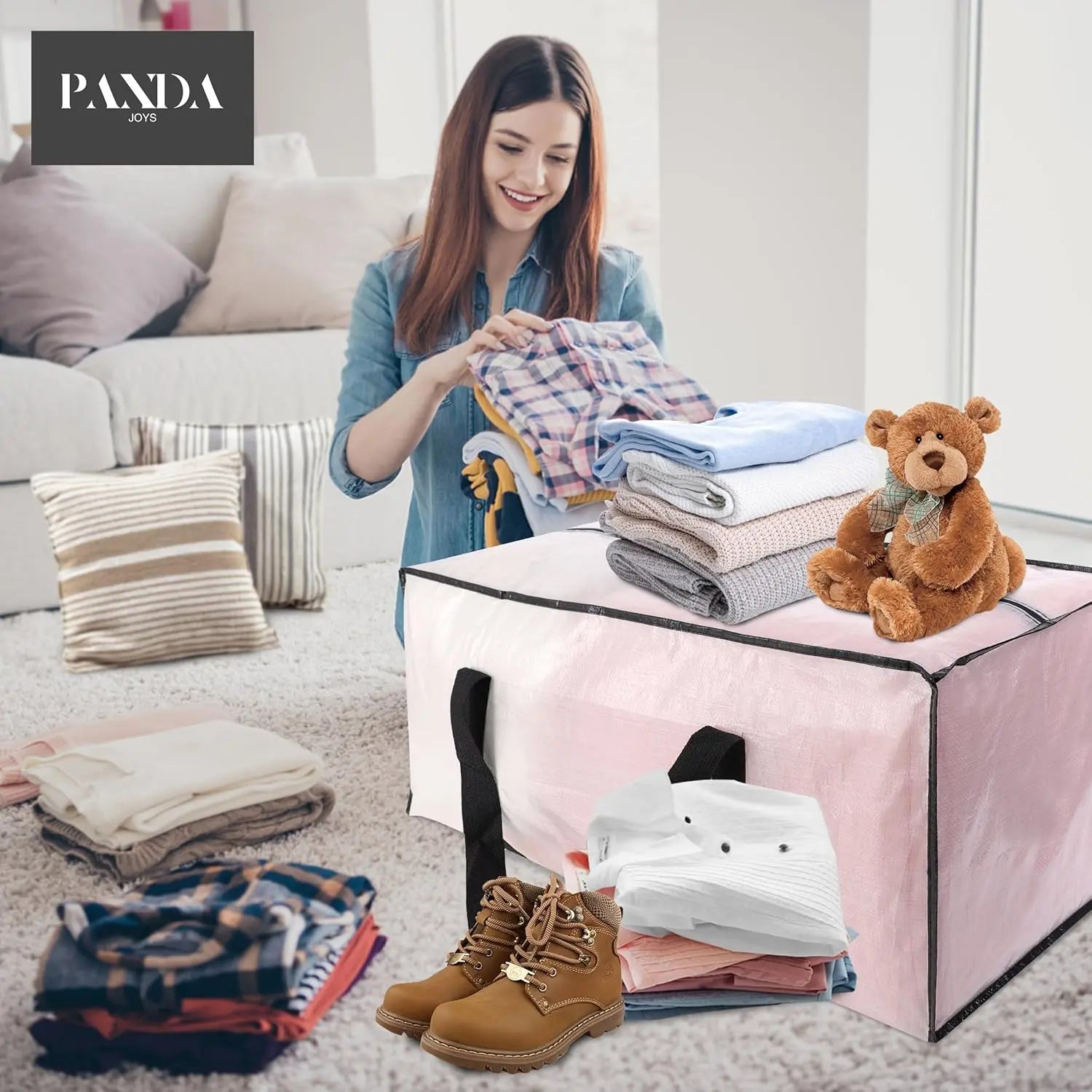 Extra Large Moving Bags with Zippers & Carrying Handles, Heavy-Duty Storage Tote for Space Saving Moving Storage, Fold Flat, Alternative to Box and Bin - 8 Pack, Semi-Transparent Wholesale Hub