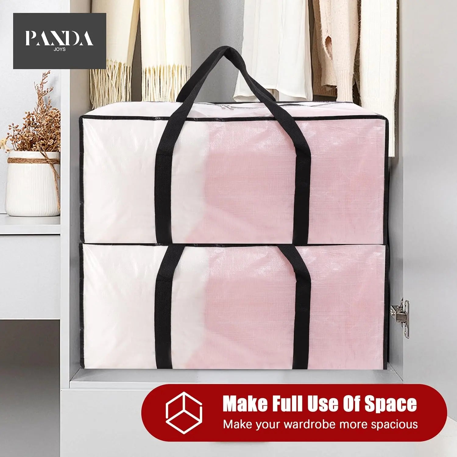 Extra Large Moving Bags with Zippers & Carrying Handles, Heavy-Duty Storage Tote for Space Saving Moving Storage, Fold Flat, Alternative to Box and Bin - 8 Pack, Semi-Transparent Wholesale Hub