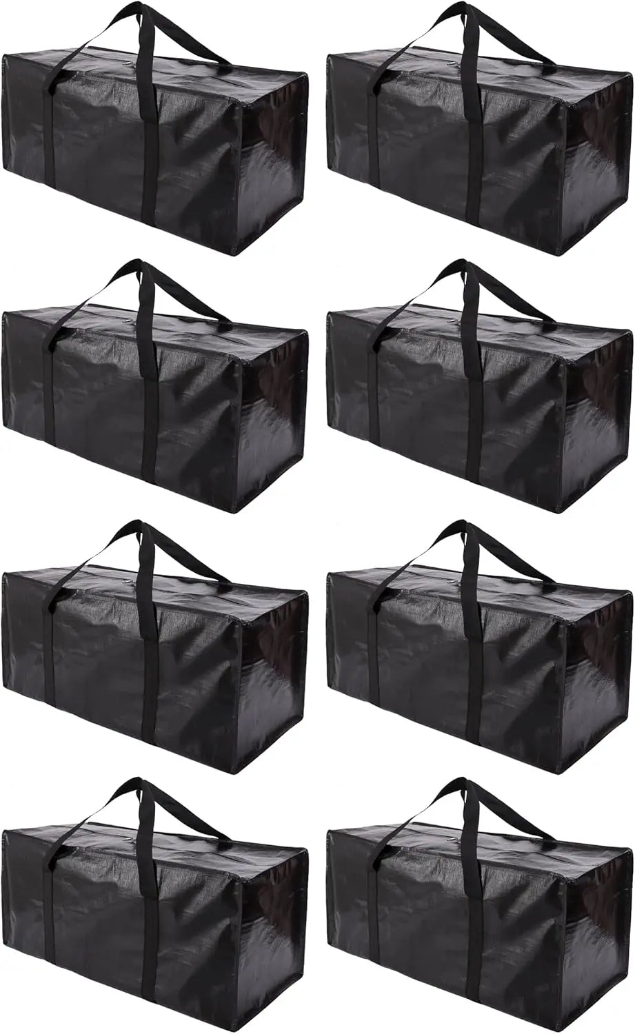 Extra Large Moving Bags with Zippers & Carrying Handles, Heavy-Duty Storage Tote for Space Saving Moving Storage, Fold Flat, Alternative to Box and Bin - 8 Pack, Black Wholesale Hub