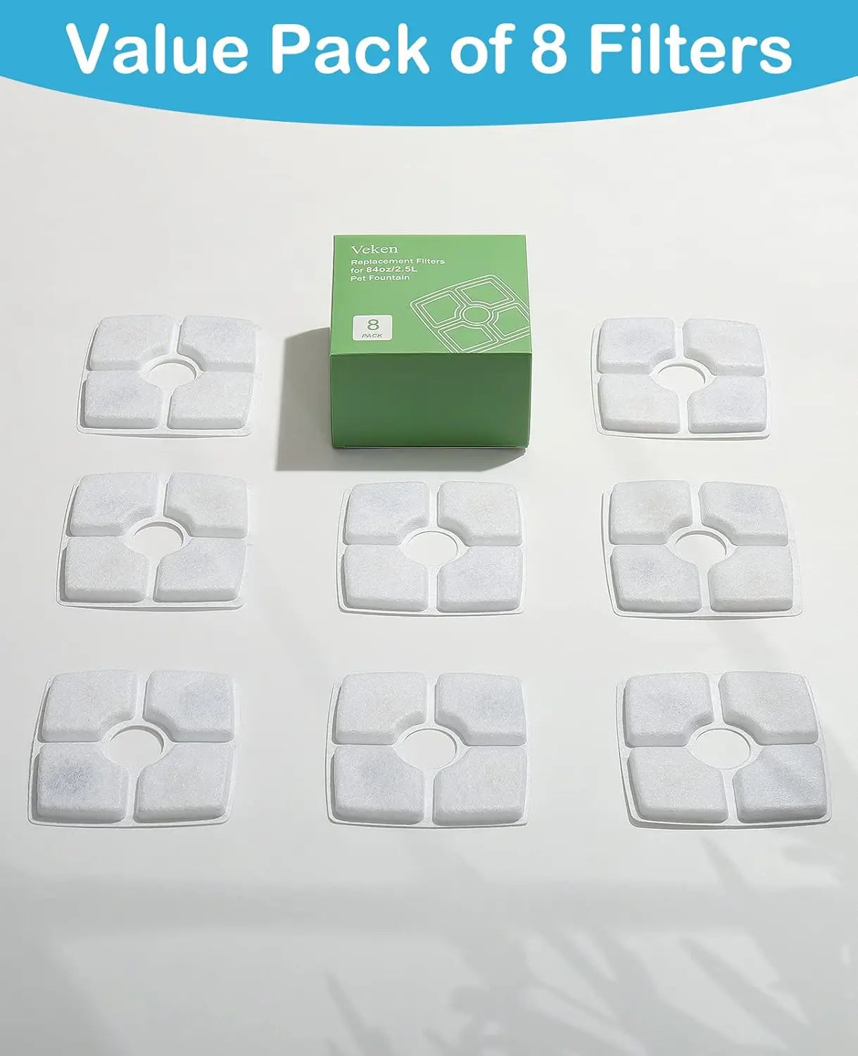 8 Pack Replacement Filters for 84oz/2.5L Automatic Pet Fountain Cat Water Fountain Dog Water Dispenser Wholesale Hub