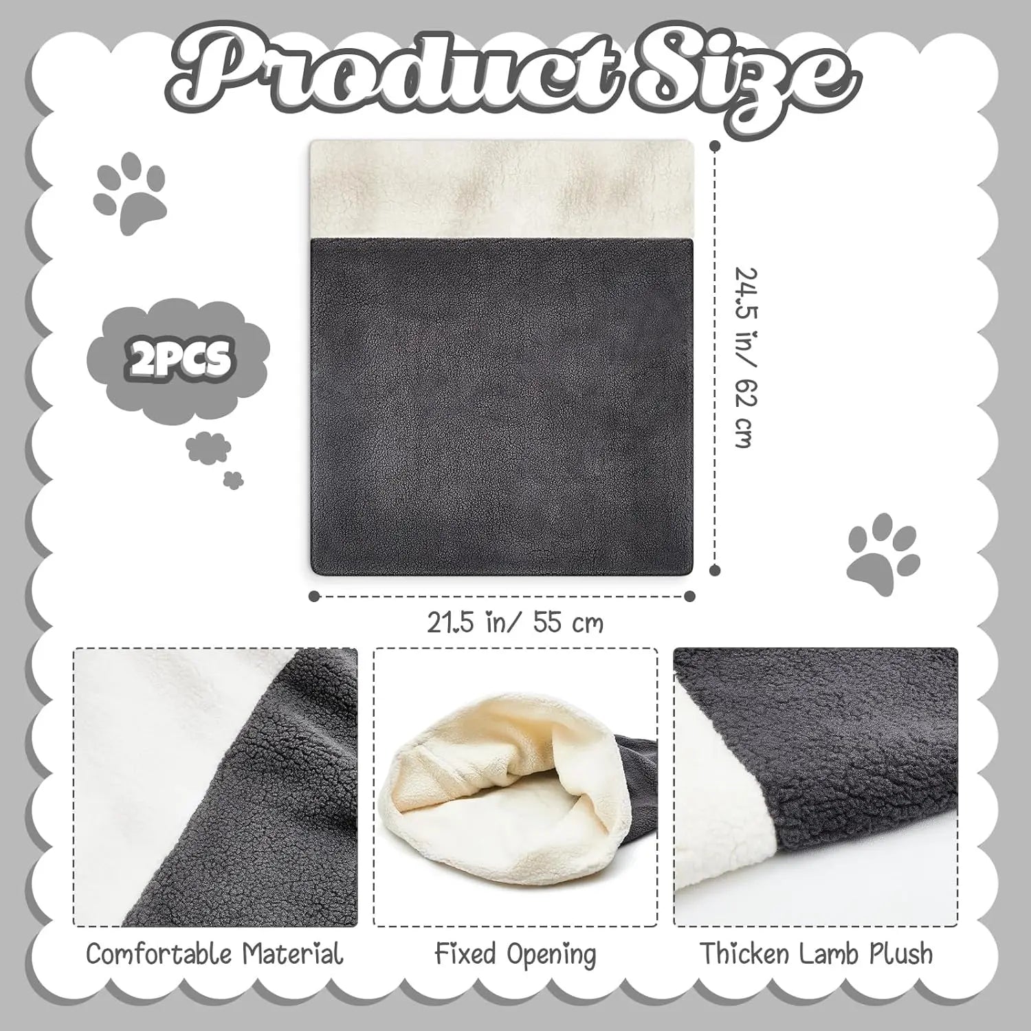 2 Pcs Cat Bed Cave Cat Sleeping Bag Kitten Bed Sack pet Cave Warming Pad Sack PET Mat for Kitten Puppy Small Dogs, 24 x 22 Inch Wholesale Hub