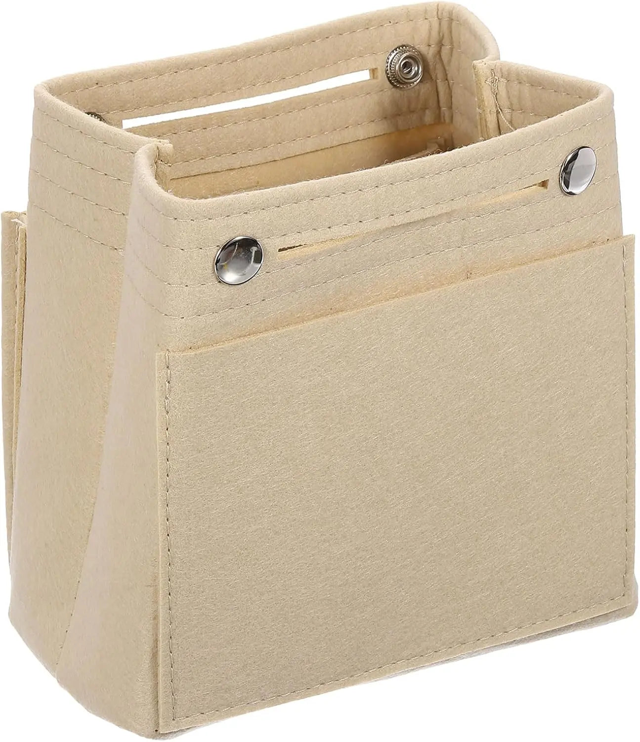 Purse Organizer Insert, Portable Felt Organizer Bags with Snap Multiple Compartments Purse Liner for Domed Satchel, Tote Bag, Handbag Shaper (7" x 4" x 6.3", Beige) Wholesale Hub