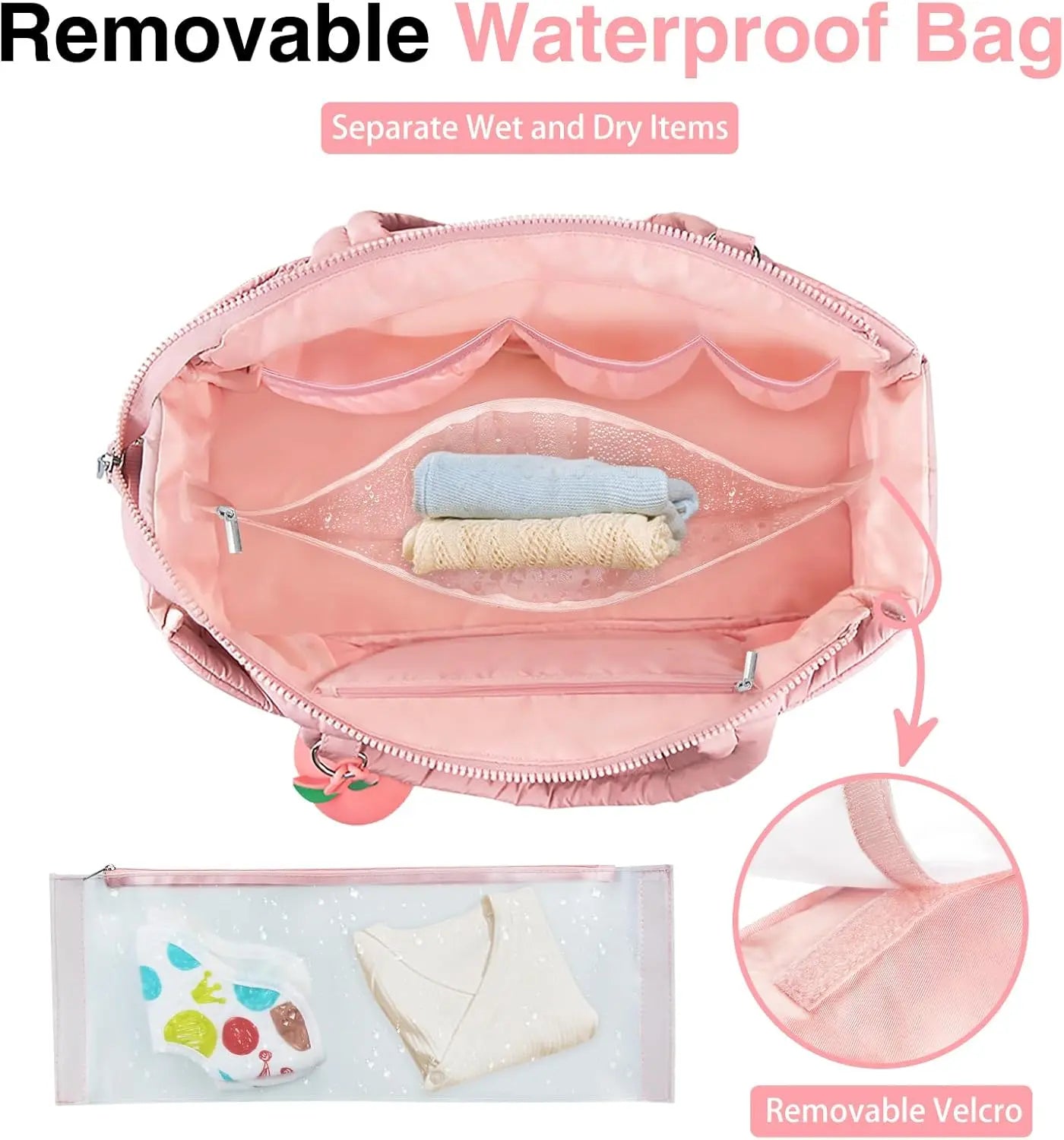 Diaper Bag Tote, Baby Diaper Tote Bags Crossbody Hospital Bag Travel Large Mommy Bag, with Silicone Pacifier Case Wholesale Hub