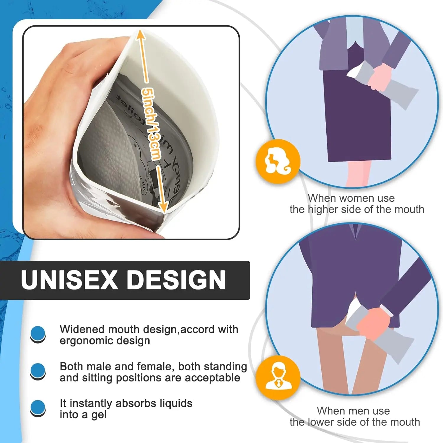 Amylove 100/150 Pcs Disposable Pee Bags Bulk 700cc Portable Urine Bags Men Women Emergency Toilet Traffic Jam Vomit Pouches for Camping Road Trip Driver Travel Outdoor Pregnant Patient Wholesale Hub