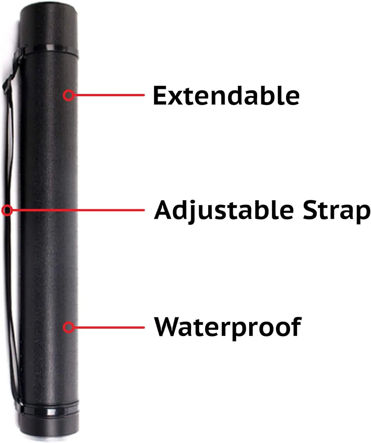 2-Pack Extendable Poster Tubes Expand from 24.5” to 40” with Shoulder Strap | Carry Documents, Blueprints, Drawings and Art | Black Portable Durable Round Storage Cases with Lids and Labels Wholesale Hub