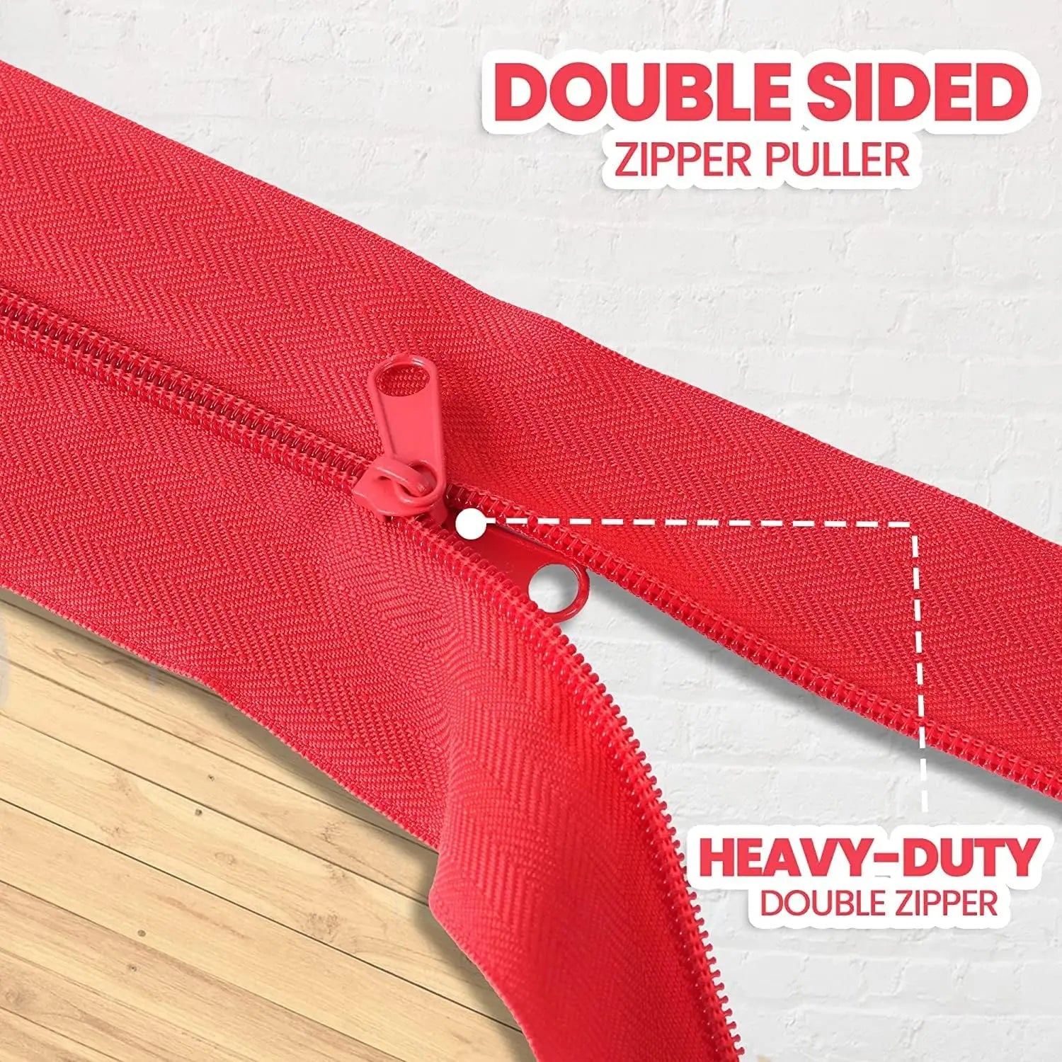 4-Pack Heavy-Duty Dust Protector Zipper (Red) - Self-Adhesive Instant Door Zipper - 7 Ft Length x 3" Width - Includes 4 Zippers and Plastic Sheeting Cutter Accessories Wholesale Hub