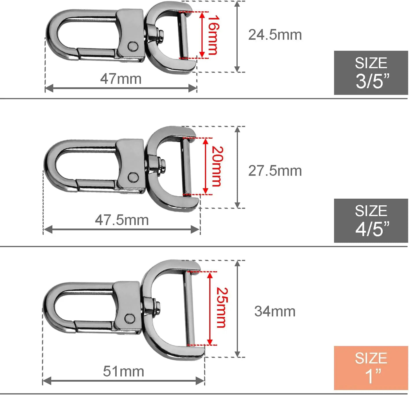 6 Pack 1 Inch Detachable Snap Hook Swivel Clasp, Metal Lobster Claw Clips Clasp with Screwdriver for Replacement Purse Keychain Hardware, Keyring Clip, Pets Collar Accessories (Black) Wholesale Hub