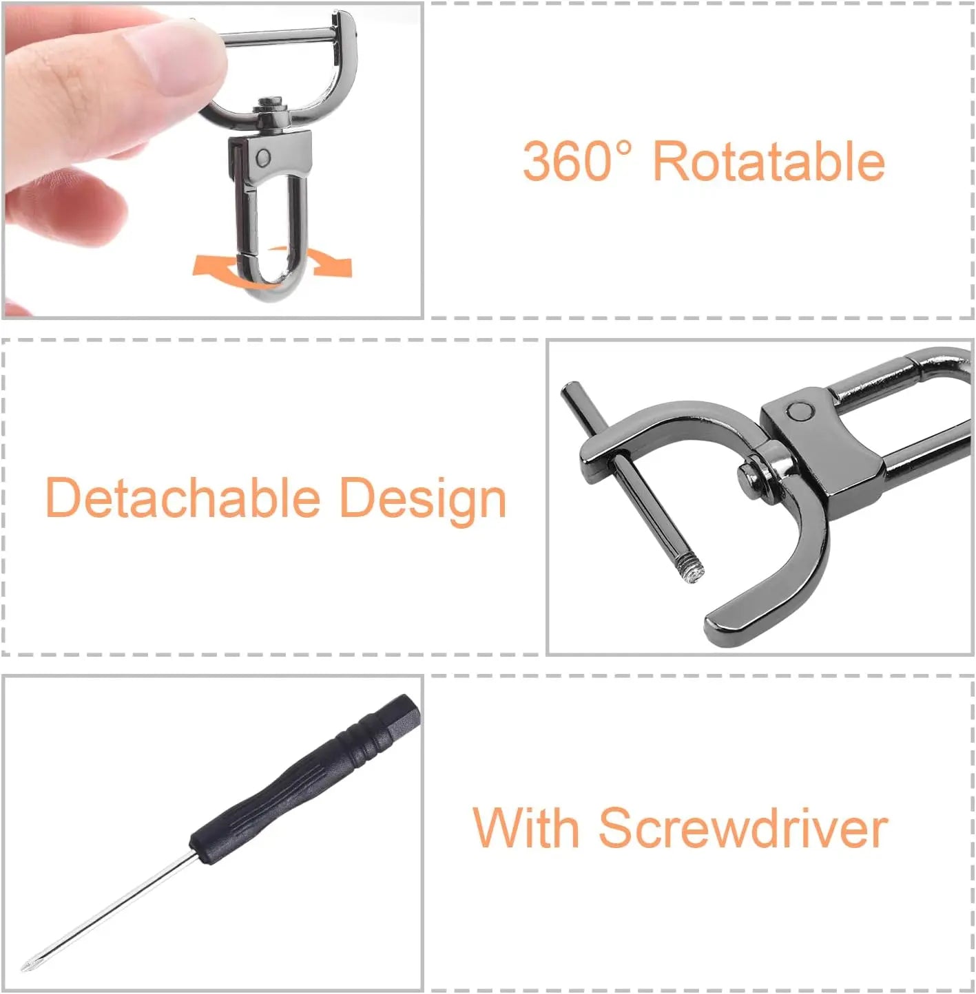 6 Pack 1 Inch Detachable Snap Hook Swivel Clasp, Metal Lobster Claw Clips Clasp with Screwdriver for Replacement Purse Keychain Hardware, Keyring Clip, Pets Collar Accessories (Black) Wholesale Hub