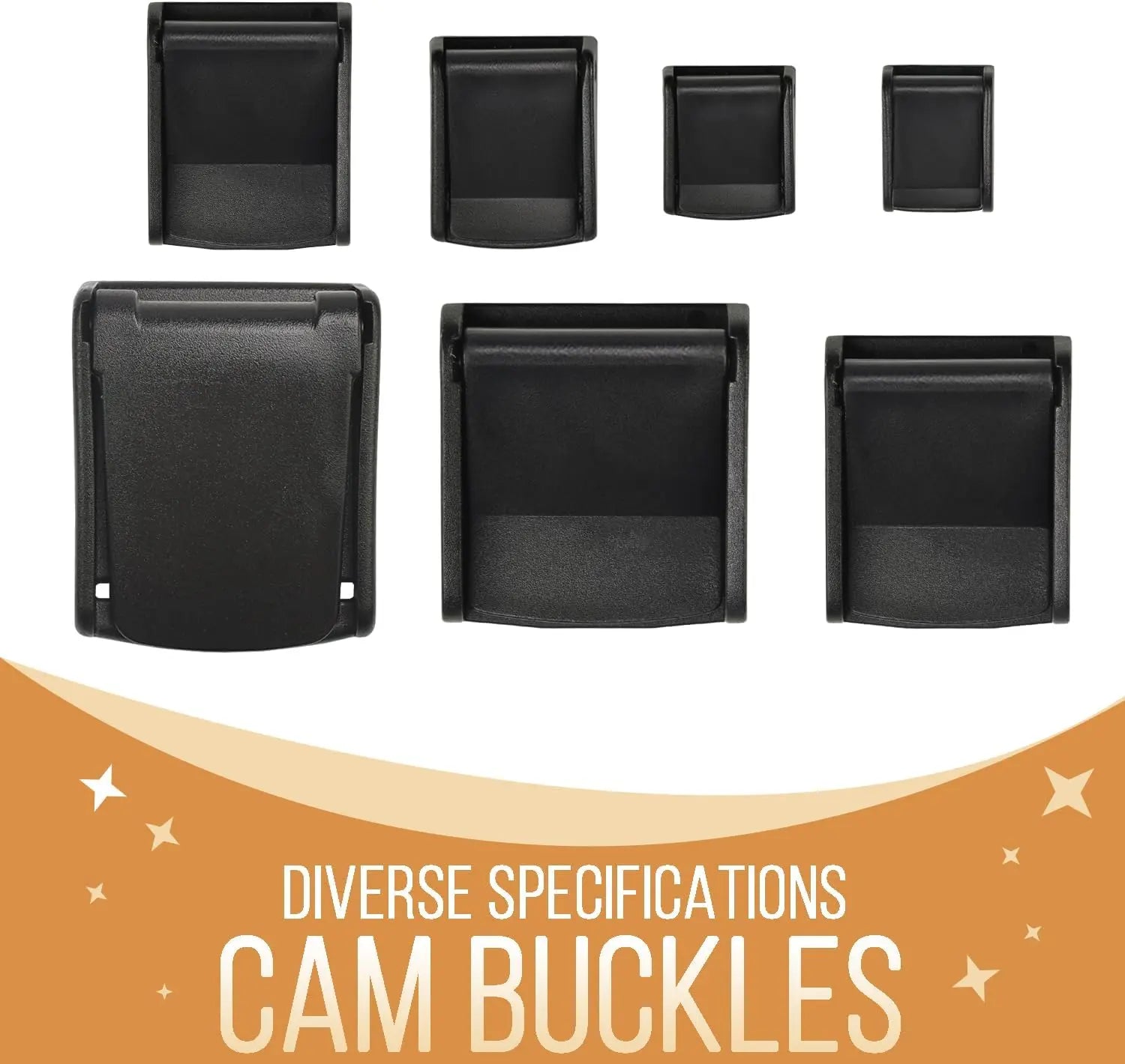 CooBigo 10Pack 1 Inch Black Cam Buckles, Plastic Toggle Buckle Clip for Pet Chest Vest, Car Roof Bag, Backpack Luggage Straps, Belt DIY Craft Accessories (25.5mm) Wholesale Hub