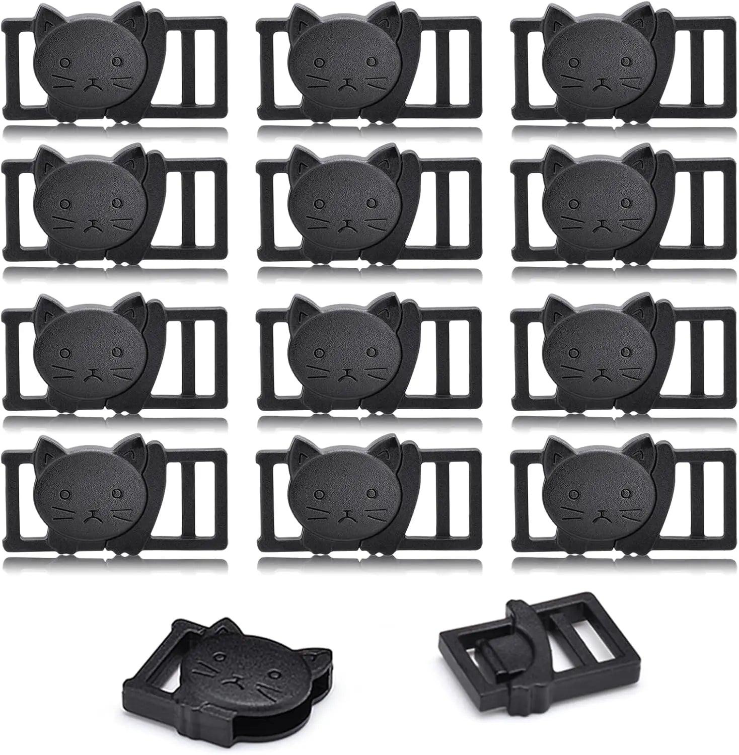 25Pack 3/8" Cat Collar Breakaway Clasps Accessories Plastic Adjustable Buckle Small Pet Supplies for Kitten Collar Straps DIY Cat Stuff(Black) Wholesale Hub