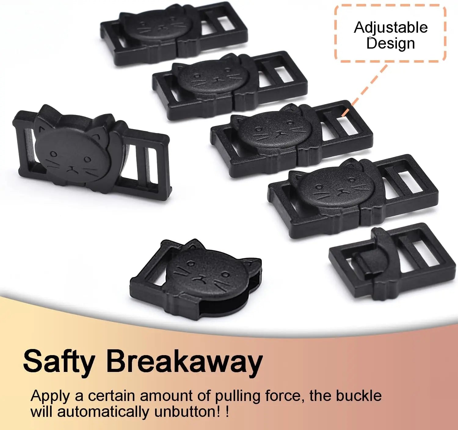 25Pack 3/8" Cat Collar Breakaway Clasps Accessories Plastic Adjustable Buckle Small Pet Supplies for Kitten Collar Straps DIY Cat Stuff(Black) Wholesale Hub