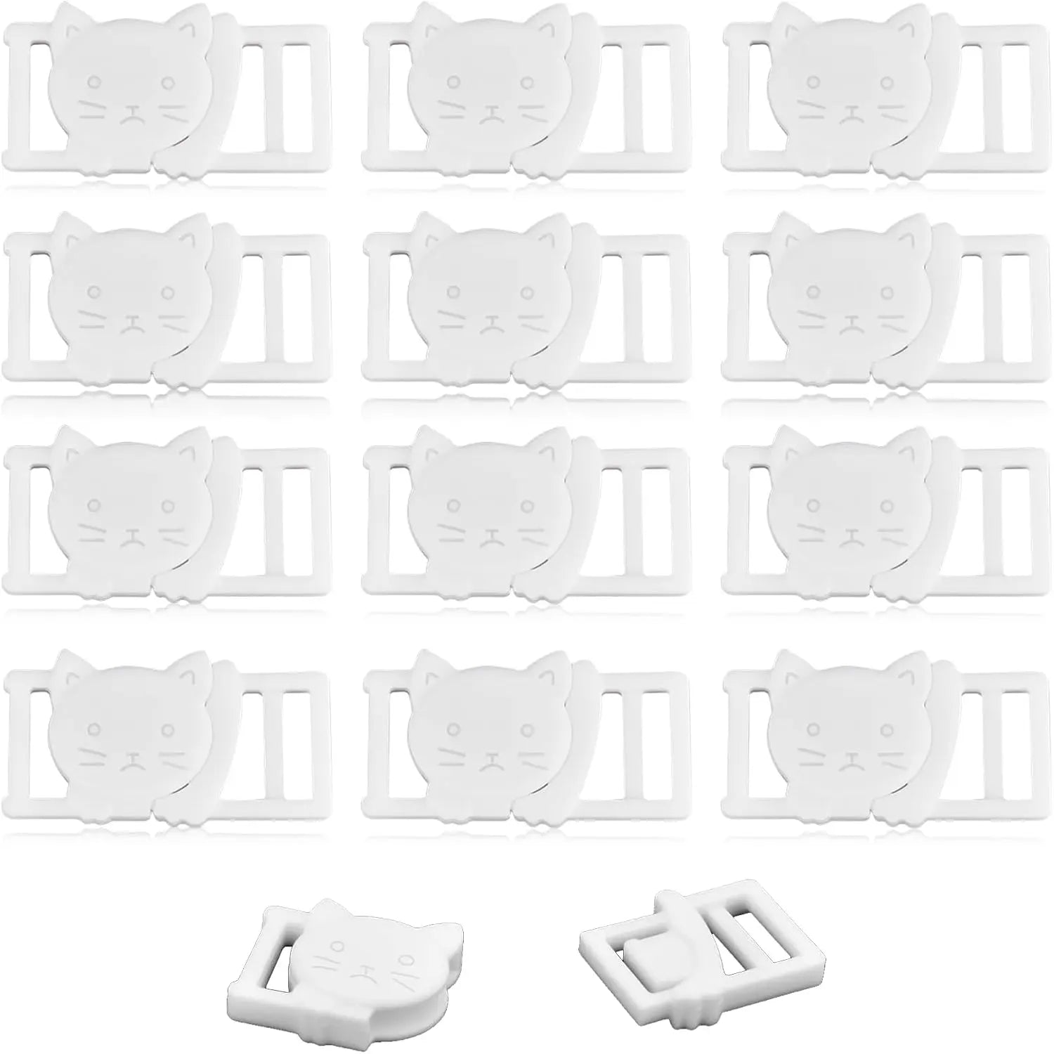 CooBigo 25Pack 3/8" Cat Collar Breakaway Clasps Accessories Plastic Adjustable Buckle Small Pet Supplies for Kitten Collar Straps DIY Cat Stuff(White) Wholesale Hub