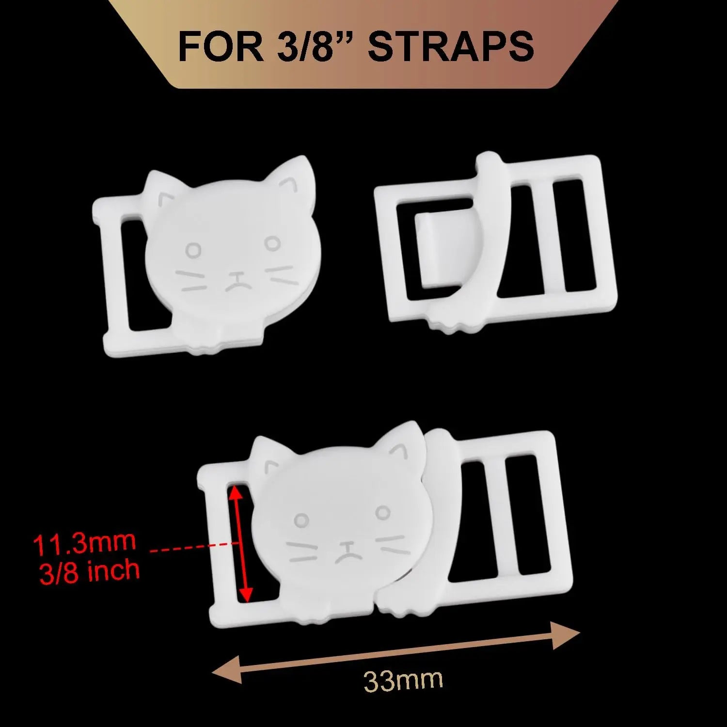 CooBigo 25Pack 3/8" Cat Collar Breakaway Clasps Accessories Plastic Adjustable Buckle Small Pet Supplies for Kitten Collar Straps DIY Cat Stuff(White) Wholesale Hub