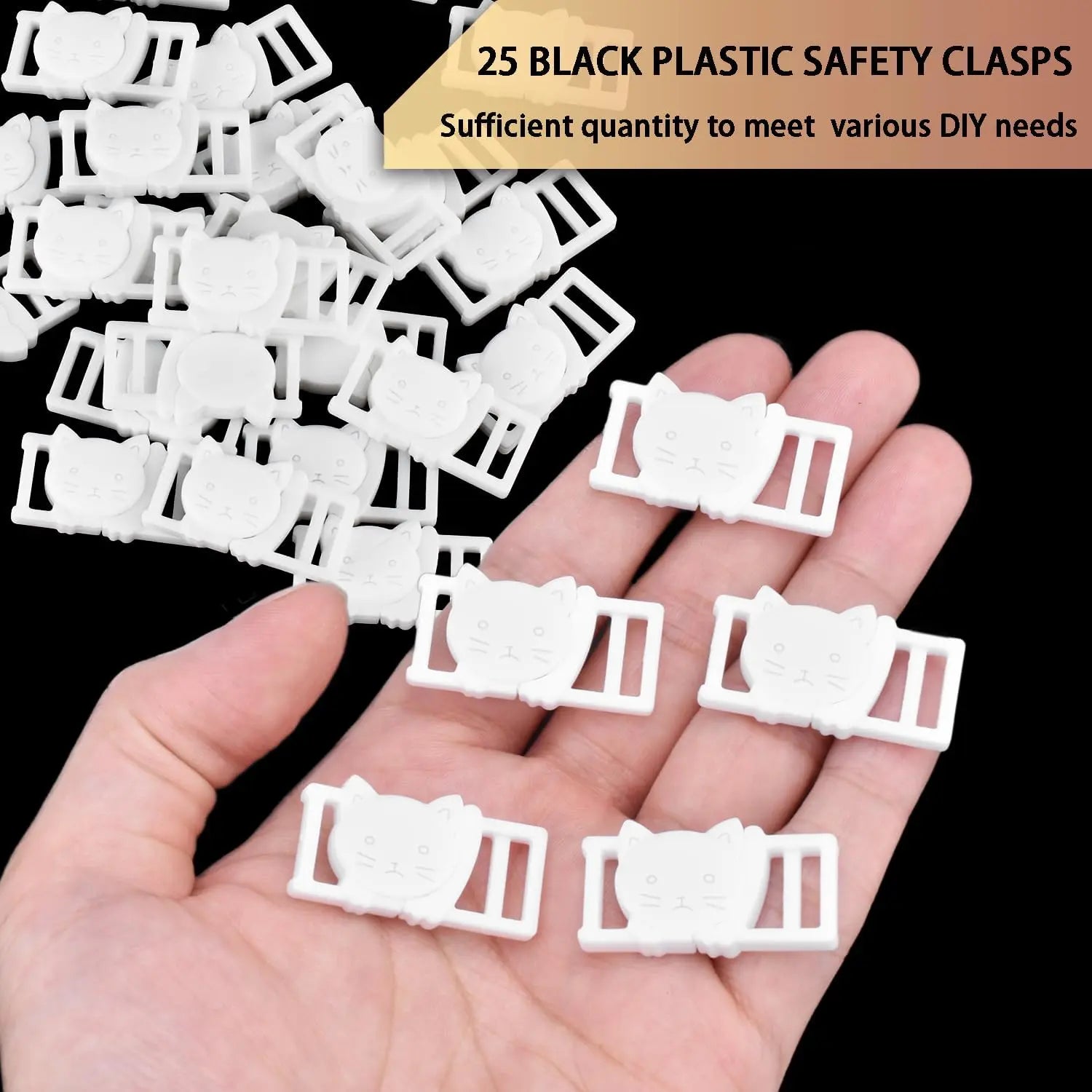 CooBigo 25Pack 3/8" Cat Collar Breakaway Clasps Accessories Plastic Adjustable Buckle Small Pet Supplies for Kitten Collar Straps DIY Cat Stuff(White) Wholesale Hub