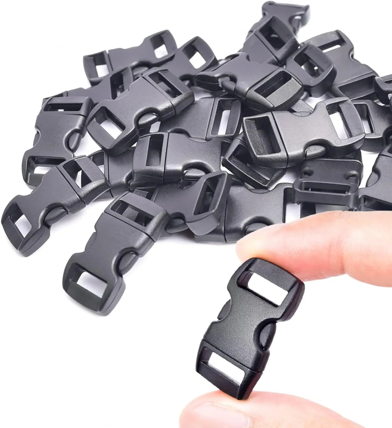 CooBigo 100 Pack 3/8 Inch Curved Contoured Paracord Bracelet Clips Plastic Quick Side Release Buckles for Paracord Bracelets Clasps Masks Dog Collar Straps Accessories Wholesale Hub