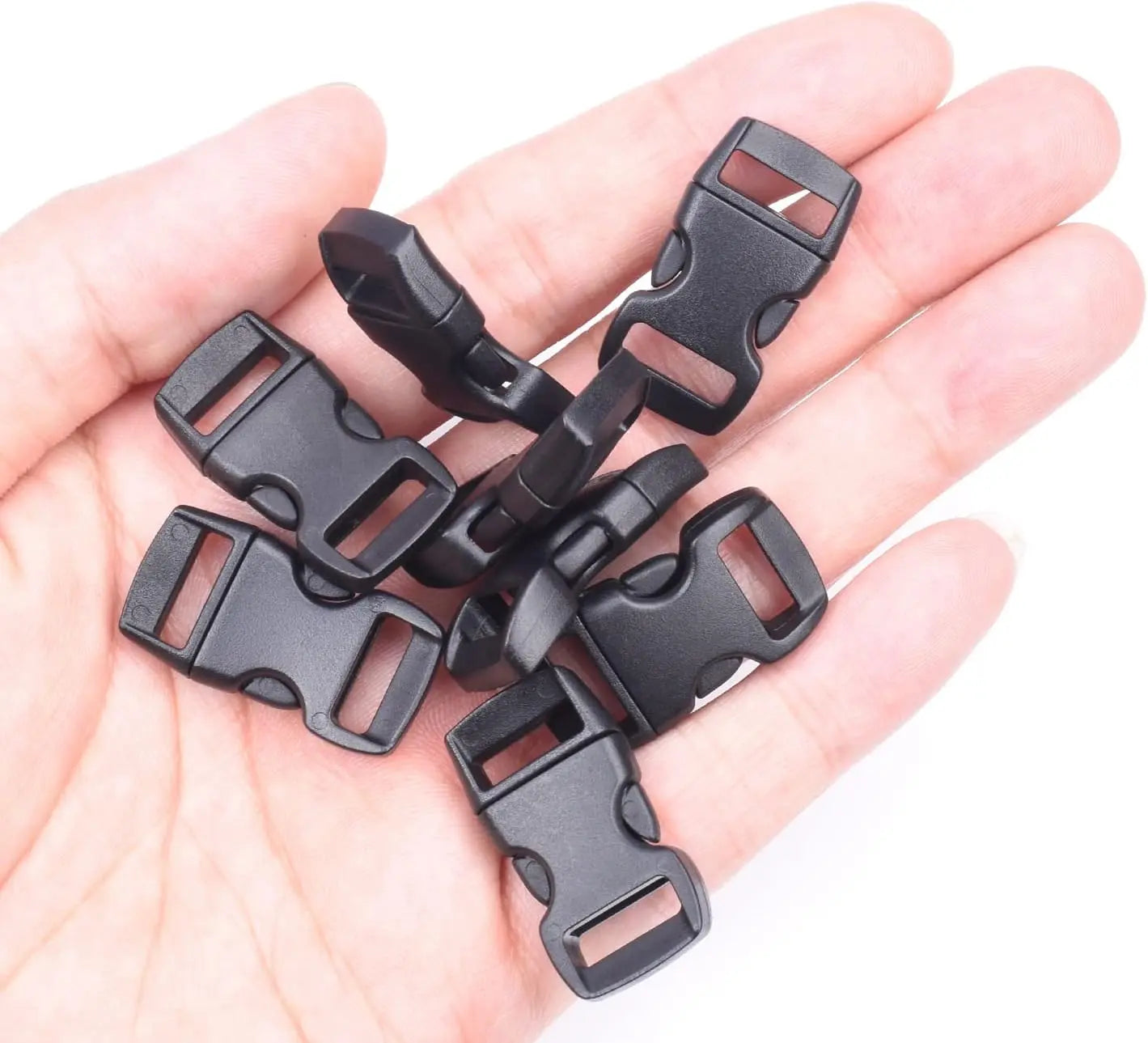 CooBigo 100 Pack 3/8 Inch Curved Contoured Paracord Bracelet Clips Plastic Quick Side Release Buckles for Paracord Bracelets Clasps Masks Dog Collar Straps Accessories Wholesale Hub