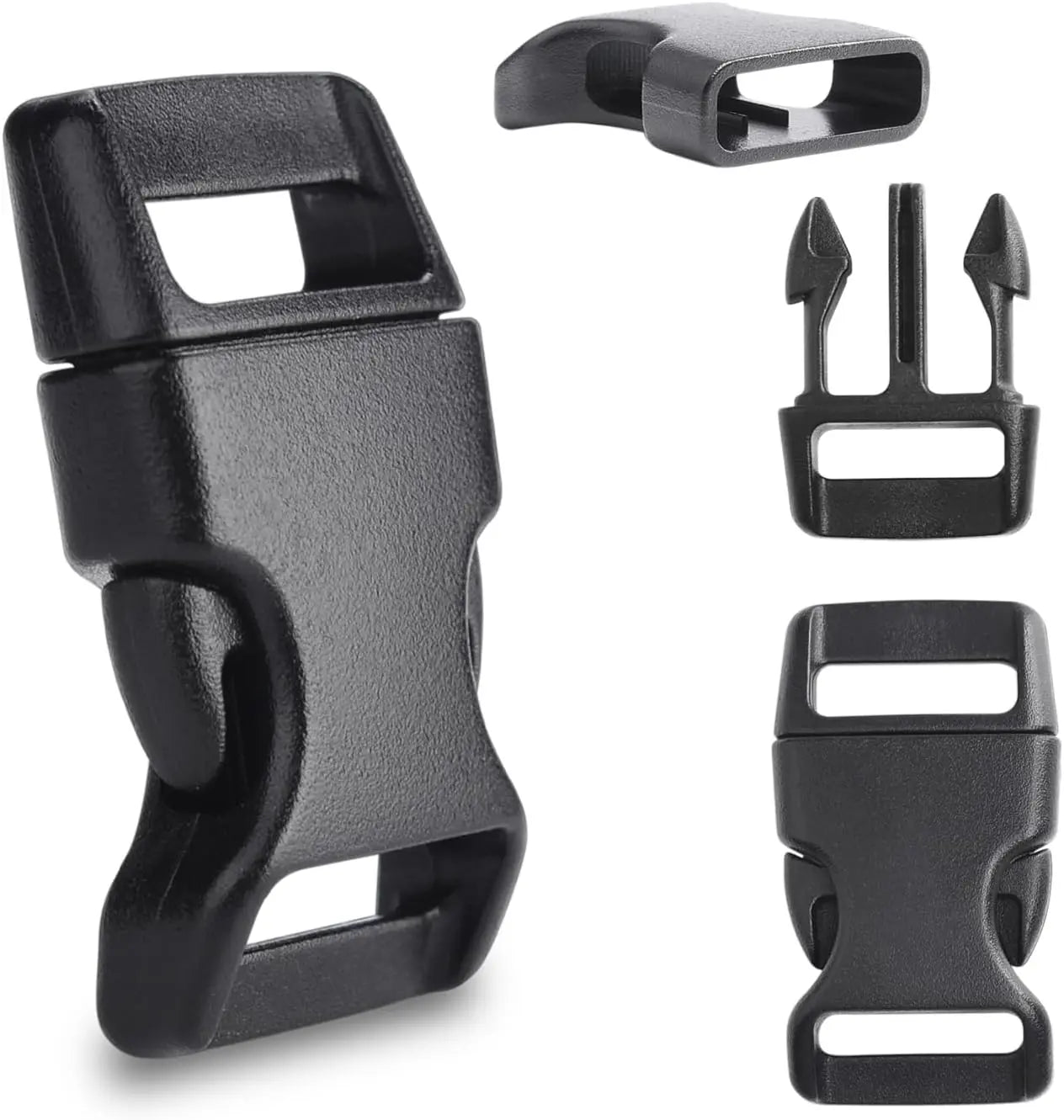 CooBigo 30 Pack 5/8 Inch Curved Paracord Bracelet Clip, Plastic Side Release Buckles for Parachute 550 Cord Paracord Bracelets Clasp Dog Collar Buckle DIY Craft Accessories Wholesale Hub