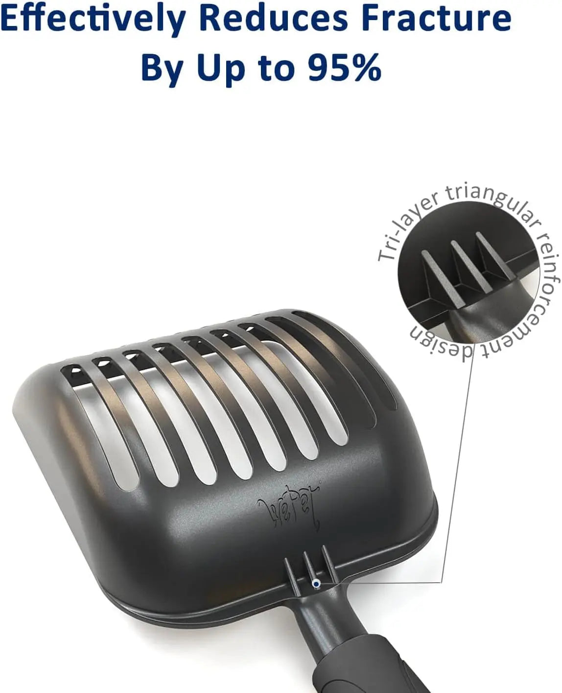 Cat Litter Scoop, Non-Stick Plated Aluminum Alloy Sifter, Kitty Durable Metal Scooper, Deep Shovel, Long Handle, Kitten Pooper Lifter, Size Medium, Coated Black Body with Black Handle Wholesale Hub