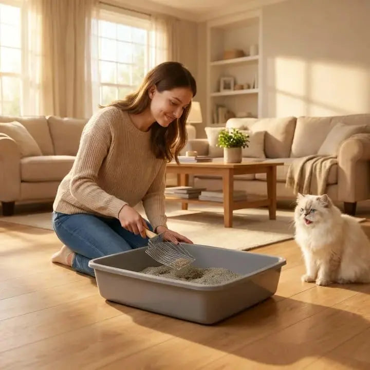 Premium Metal Cat Litter Scoop, 5X Faster Speed Sifter, Heavy Duty Steel Kitty Scooper, Beech Wood Handle, for All Litter Types, Silver Wholesale Hub