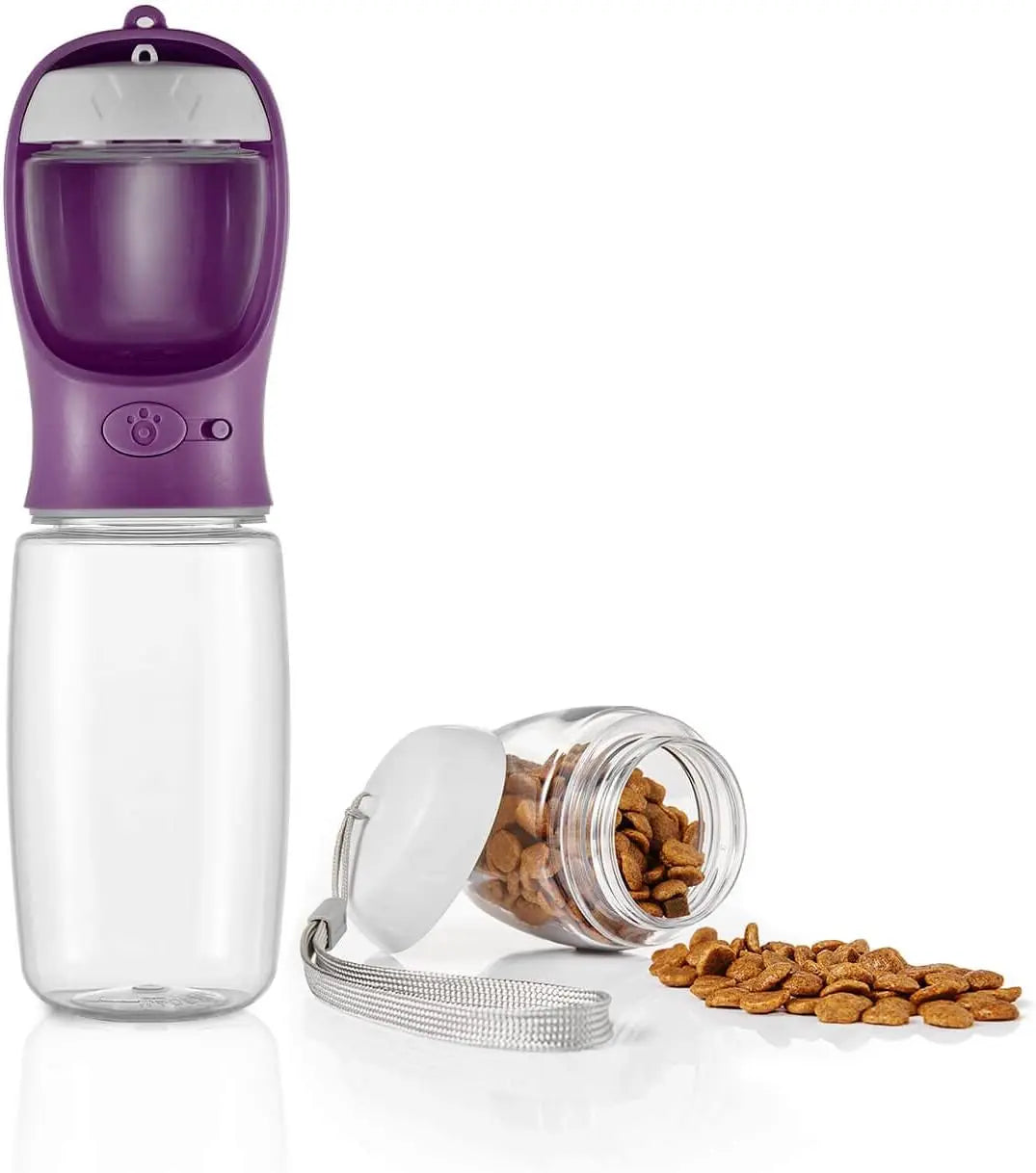 Portable Dog Water Bottle with Food Container, 19 OZ + 6 OZ, Leak Proof Puppy Water Dispenser with Drinking Feeder for Pets Outdoor Walking, Hiking, Travel, Food Grade Plastic Wholesale Hub