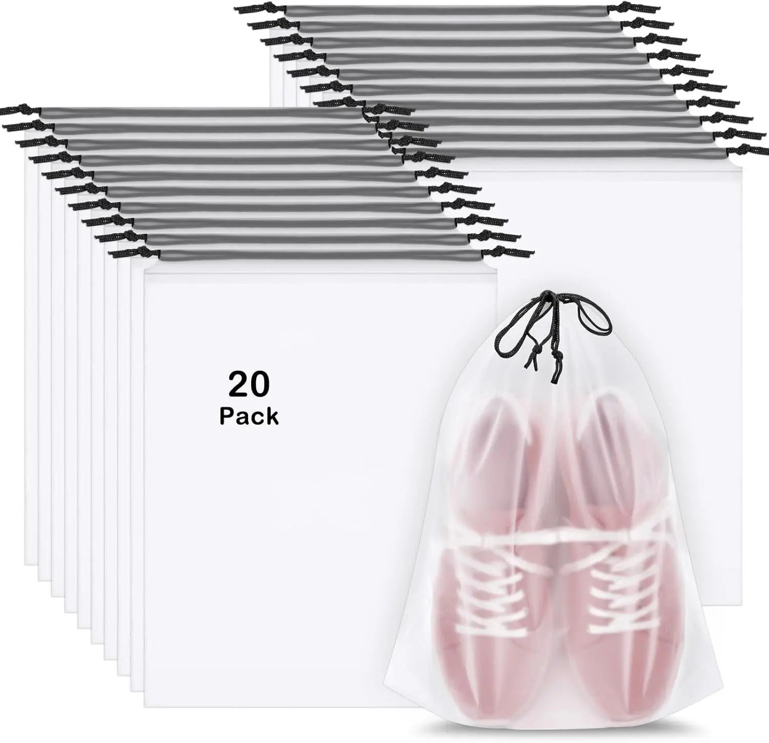 20 Pack Shoe Bags for Travel, 15.7" x 11.8" Clear Travel Shoe Bags for Packing, Large Waterproof Portable Drawstring Travel Shoe Storage Bag Travel Essentials Women for and Men Wholesale Hub