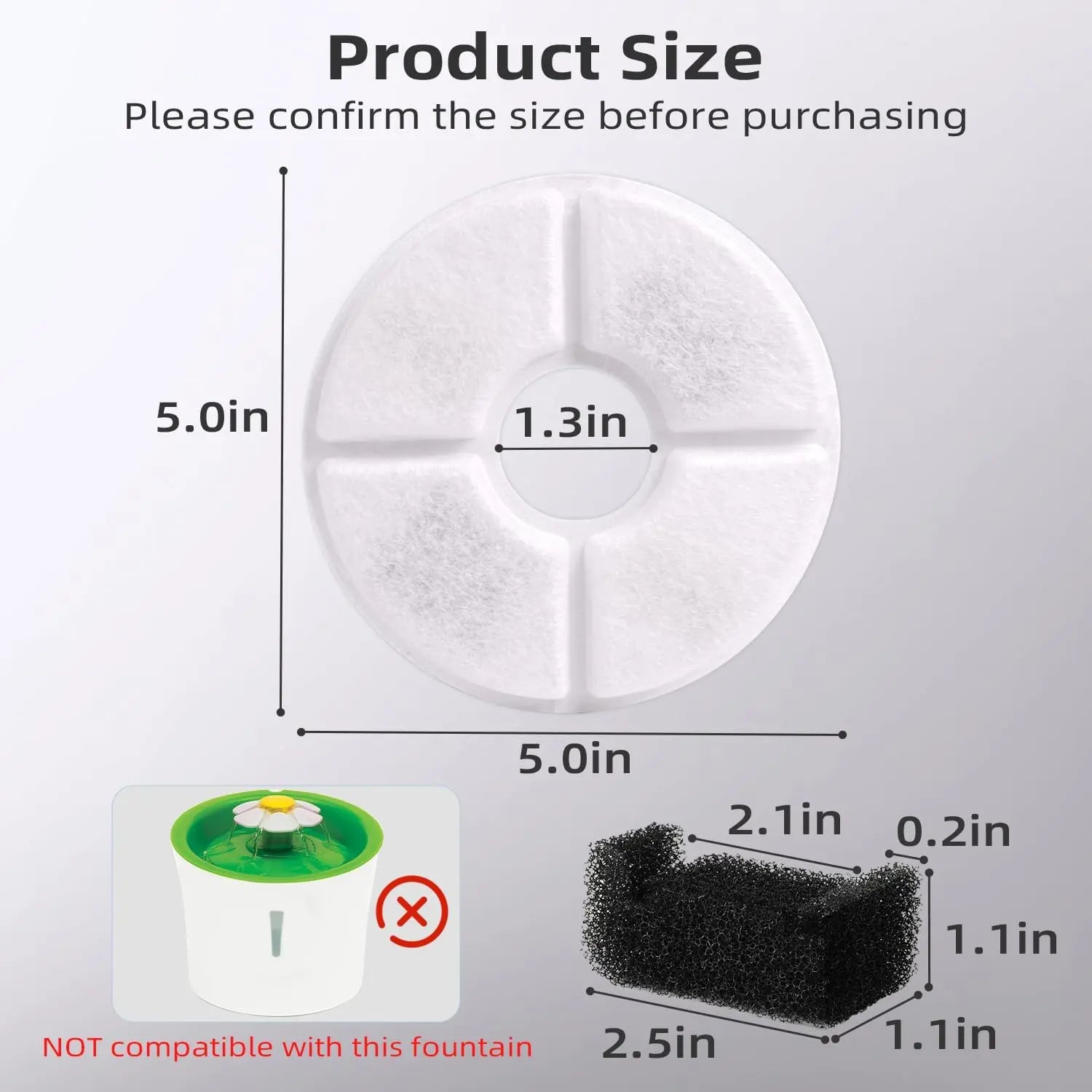 Filters Replacements for Flower Automatic Pet Fountains, Cat Water Fountain Replacement Parts and Dog Water Dispensers Filters for 81oz/2.4L Round Cat Water Fountains (4 Filters+2 Sponges) Wholesale Hub
