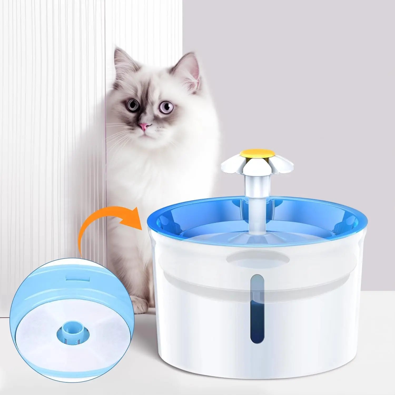 Filters Replacements for Flower Automatic Pet Fountains, Cat Water Fountain Replacement Parts and Dog Water Dispensers Filters for 81oz/2.4L Round Cat Water Fountains (4 Filters+2 Sponges) Wholesale Hub