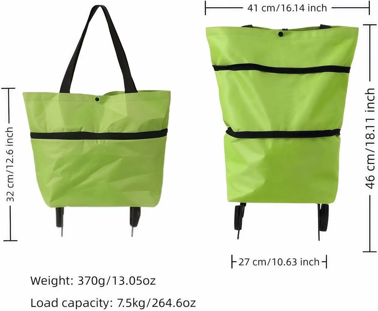 2-in-1 Foldable Shopping Cart with Wheels,Waterproof & Sturdy Grocery Bag Hand Truck, Collapsible Portable Rolling Tote for Supermarket,Laundry,Travel,33 lbs Capacity,Waterproof Oxford Fabric Wholesale Hub