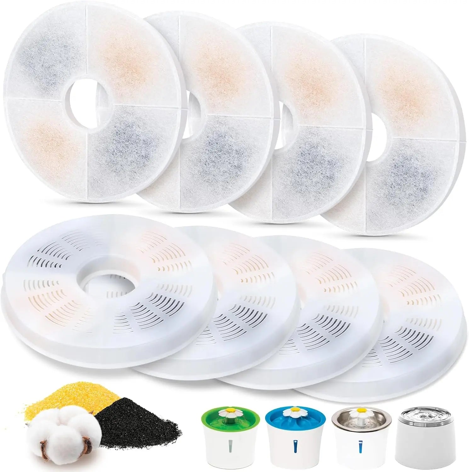 8 Pack Cat Water Fountain Filter Replacement Compatible with Catit, Cat Fountain Filters Compatible with Catit Design Senses Fountain/Flower Fountain/Senses 2.0 / Fresh & Clear Stainless Steel Wholesale Hub