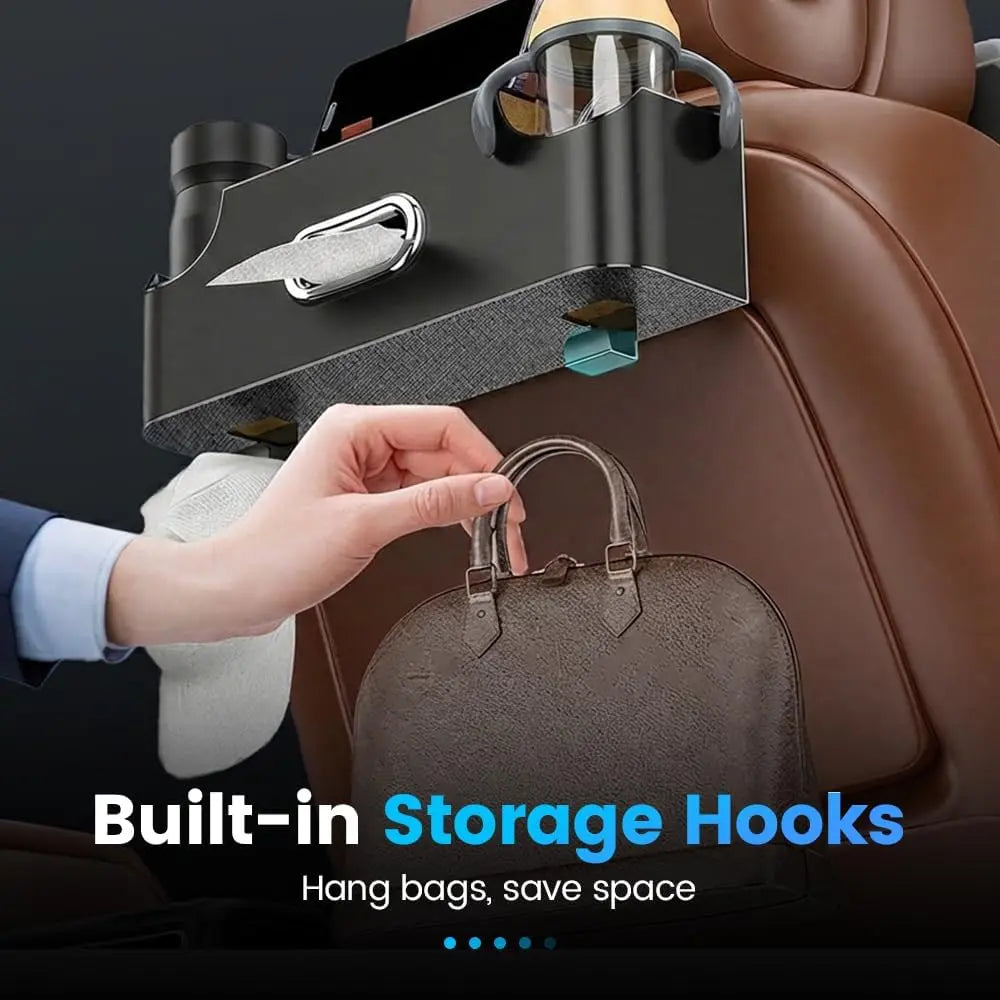 Car Backseat Organizer 3-in-1 Multifunctional Car Back Seat Storage Box with Drink Cup Holder Tissue Box Trash Bin & Hooks, Back Seat Car Organizer for Hold Phones,Drinks, and Handbags (Black) Wholesale Hub