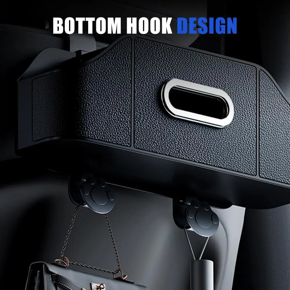 Multifunctional Car Back Seat Storage Organize with Tissue Holder, 2 Cup Holders and Purse Hooks, For Phones, Snacks, Drinks, Bags, Travel Storage (Orange) Wholesale Hub
