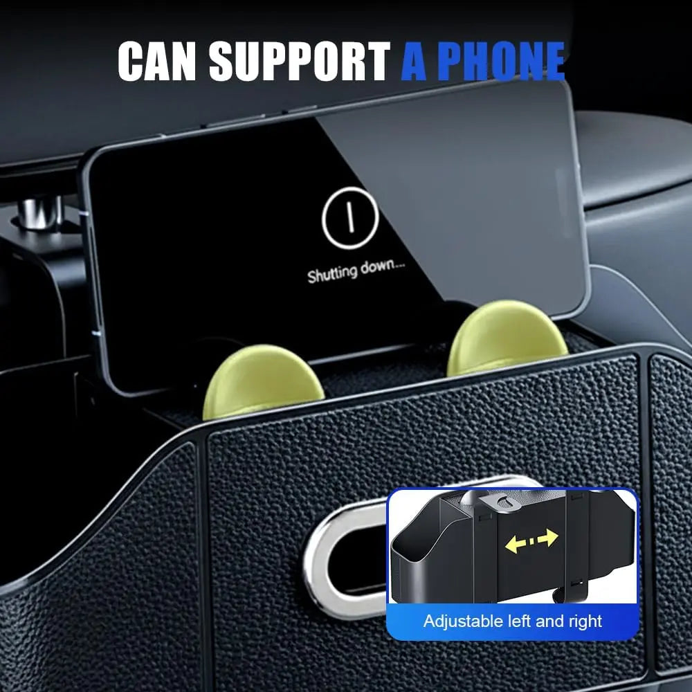 Multifunctional Car Back Seat Storage Organize with Tissue Holder, 2 Cup Holders and Purse Hooks, For Phones, Snacks, Drinks, Bags, Travel Storage (Orange) Wholesale Hub